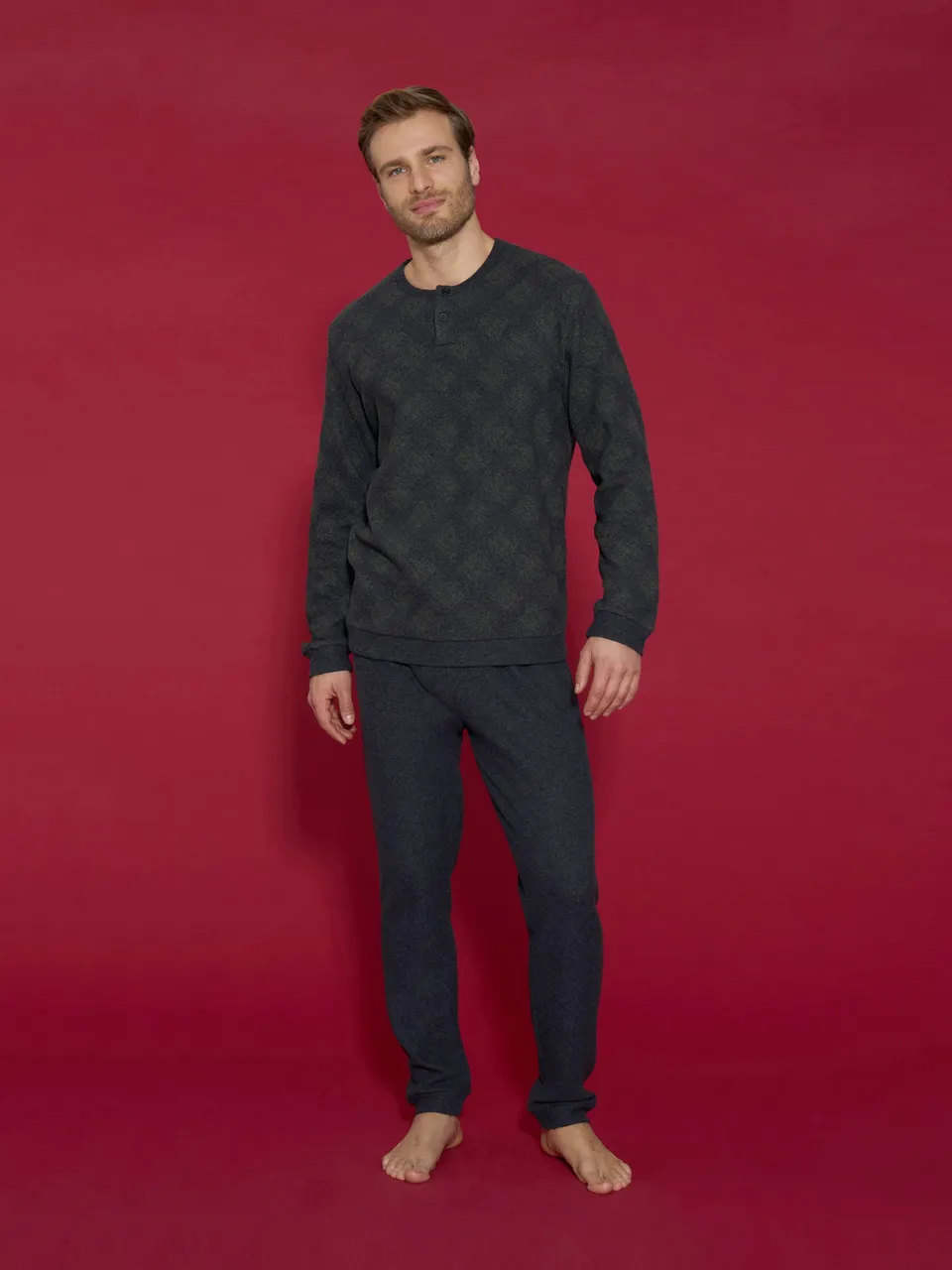 Ragno Cotton Eco Pile Pigiama Rain Forest Uomo Caldo Invernale