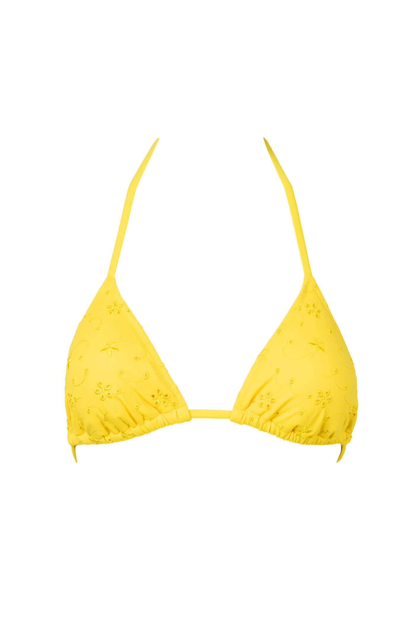 Goldenpoint Sangallo triangolo scorrevole top bikini pizzo tinta unita
