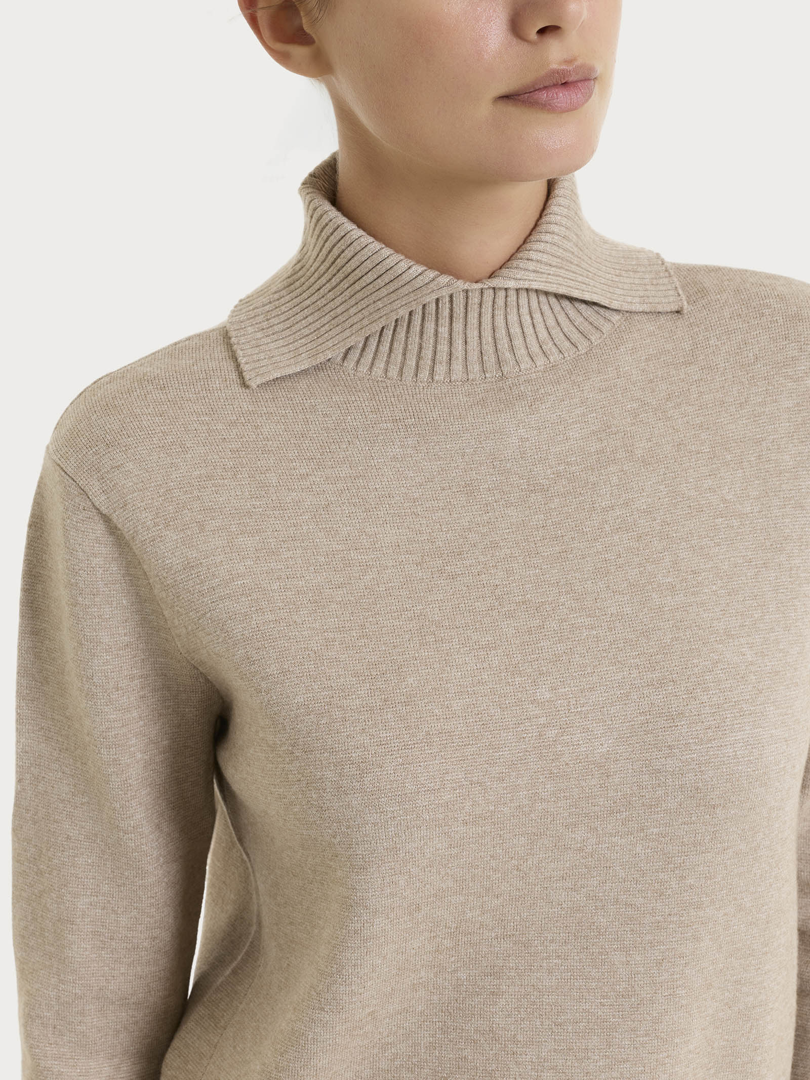 Ragno Super Soft Maglia Collo Alto Spacco Cammello Mel. calda