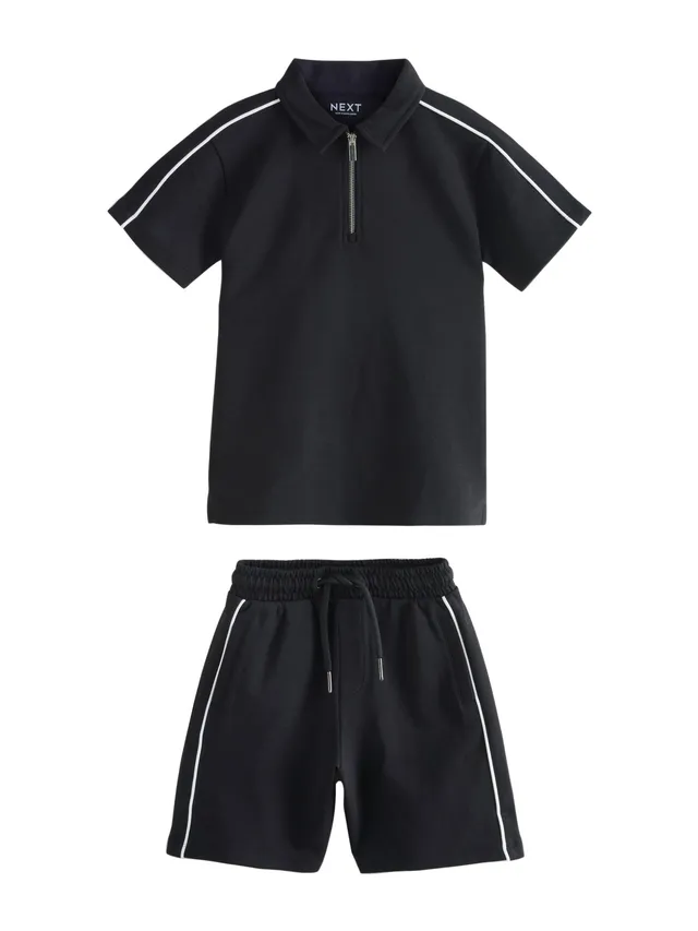 NEXT Polo Zip Shorts Completo Bambino Taglia 140 Uso Quotidiano