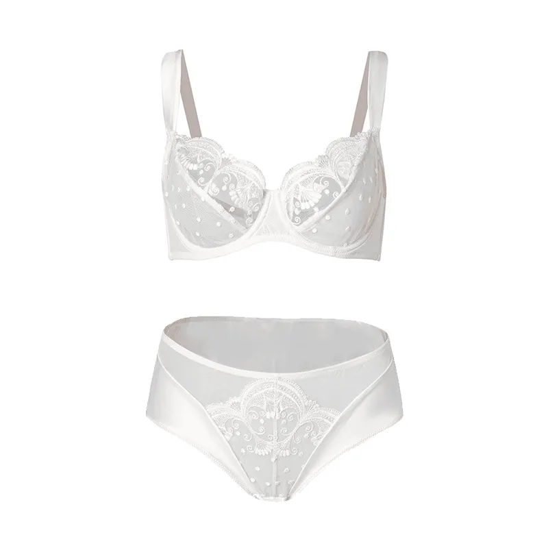 Maria Grazia Severi Pearl Blossom completino bianco pizzo ricamato