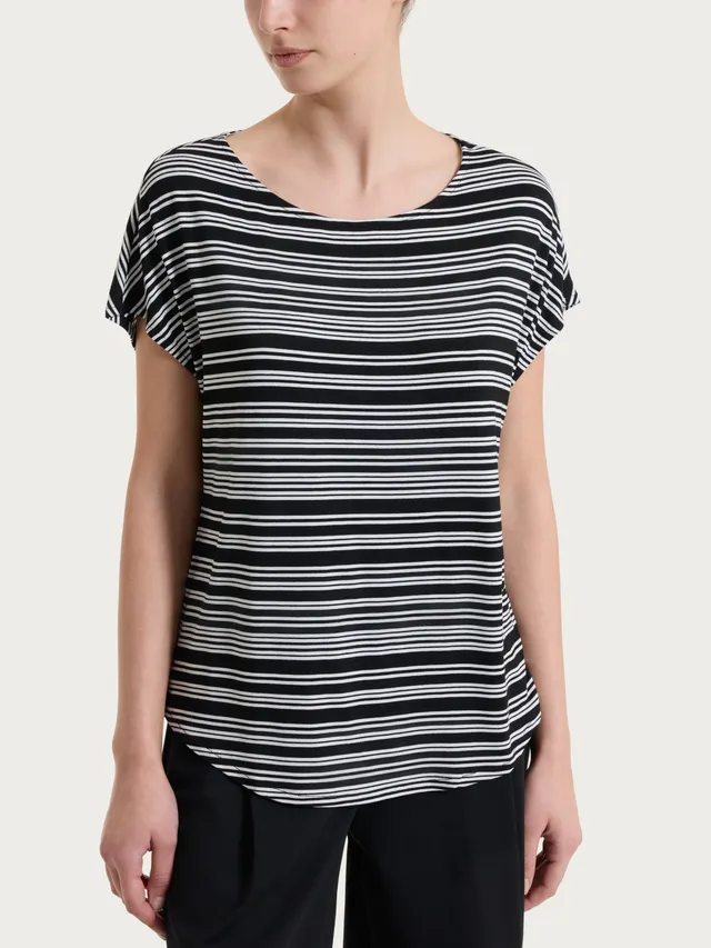 Ragno Viscosa Summer Maglietta Righe Fant. Nero Leggera