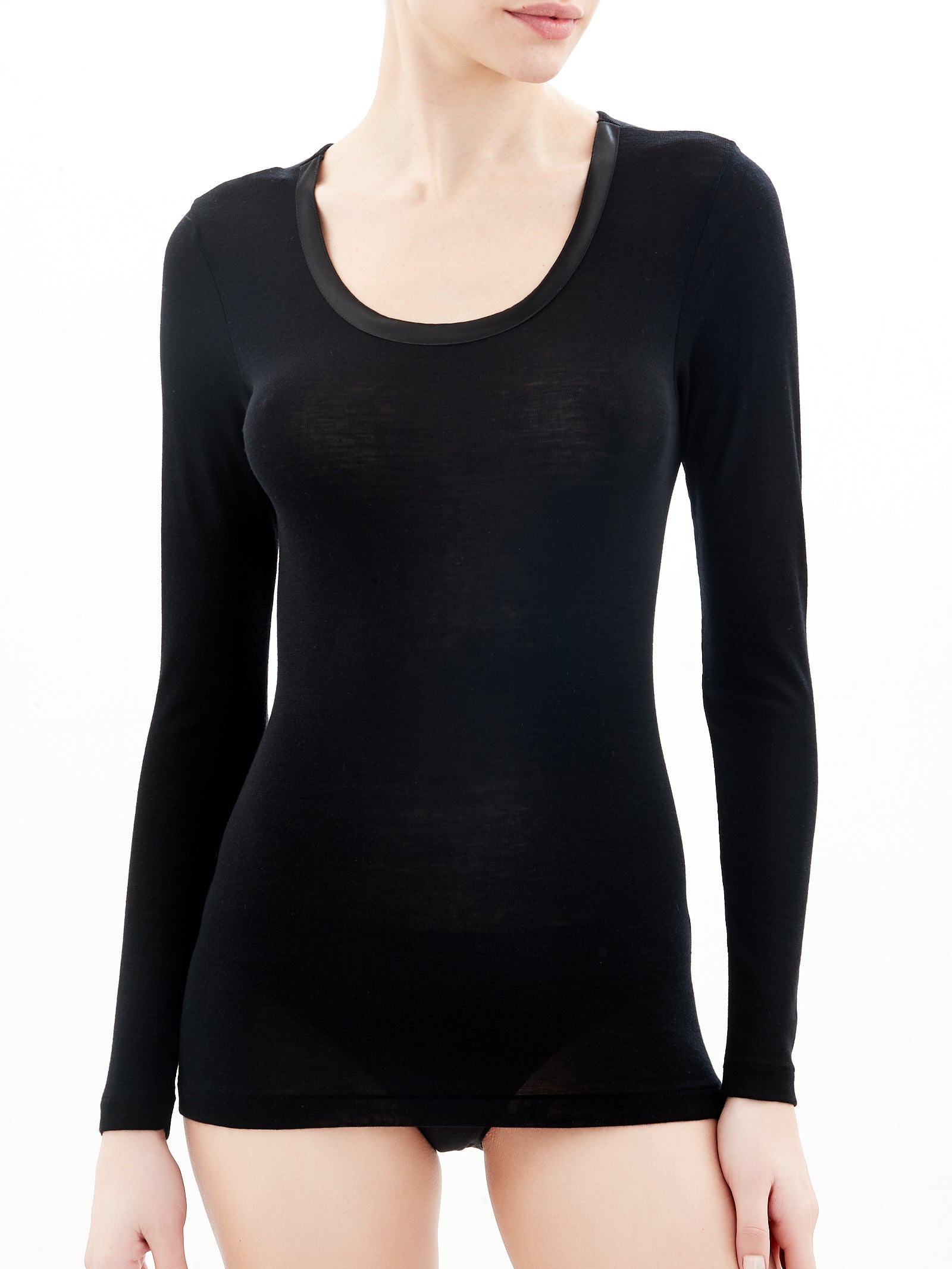 Ragno Wonderwool Maglietta Manica Lunga Lana Nero