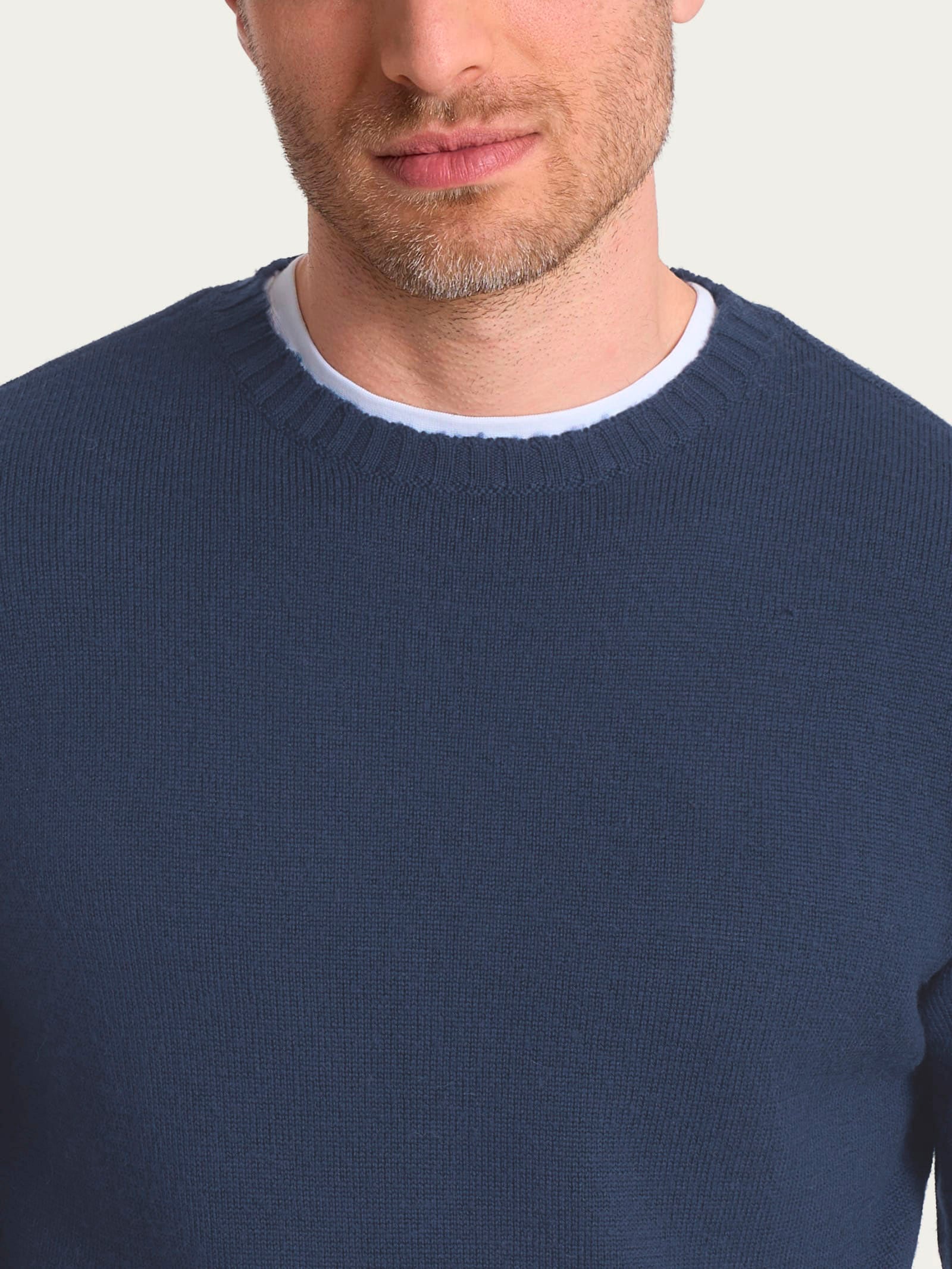 Ragno Merino Soft pull girocollo Indigo pura lana uomo