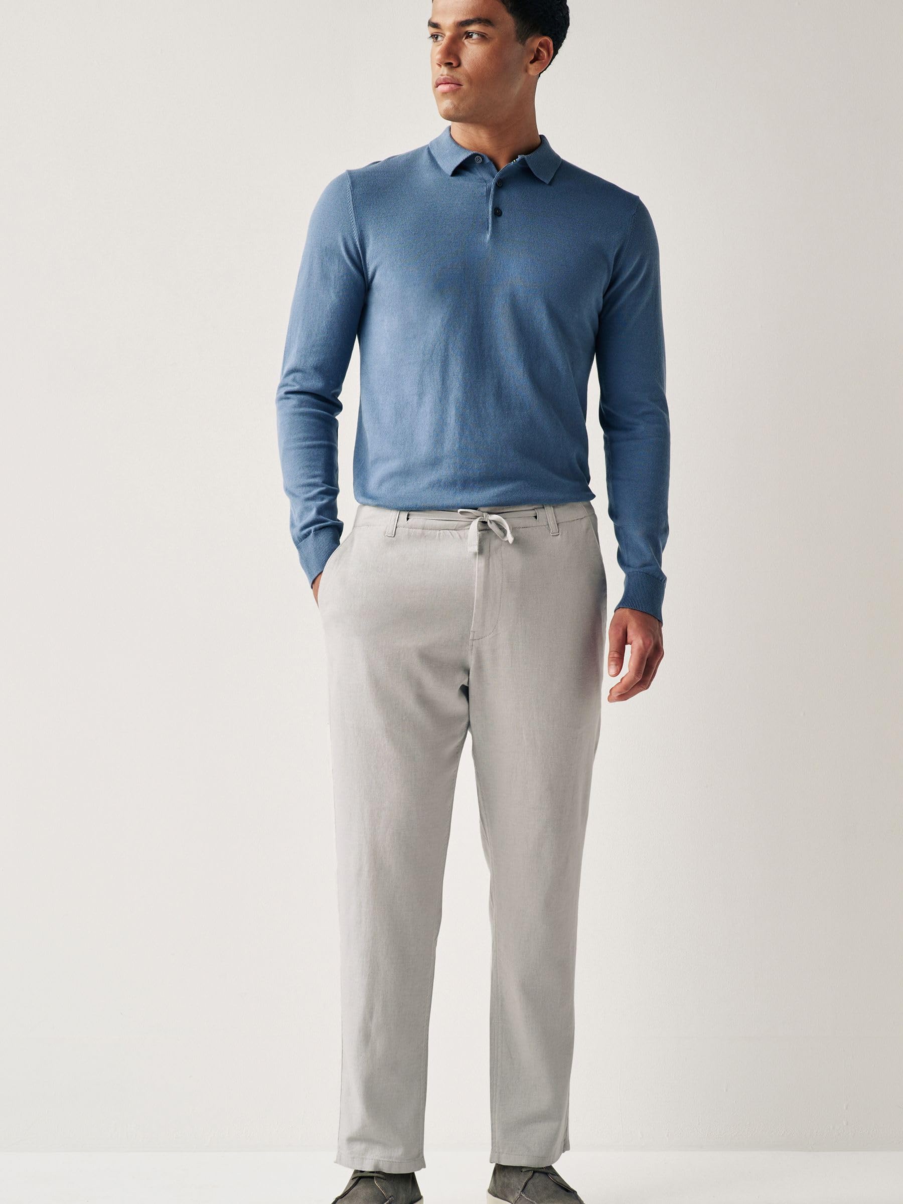 Next Pantaloni Lino Uomo Coulisse Misto Lino