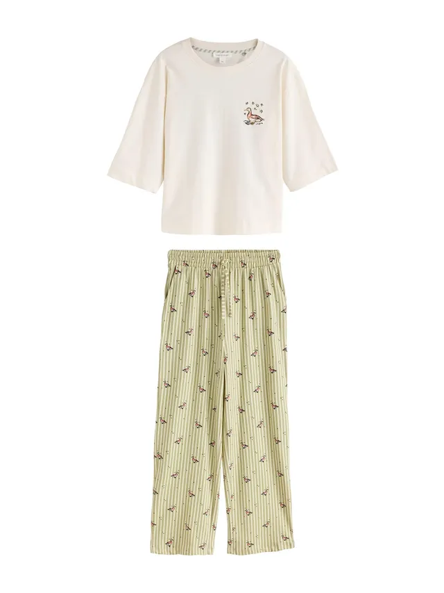Next pigiama maniche corte donna XL Green Ducks morbido