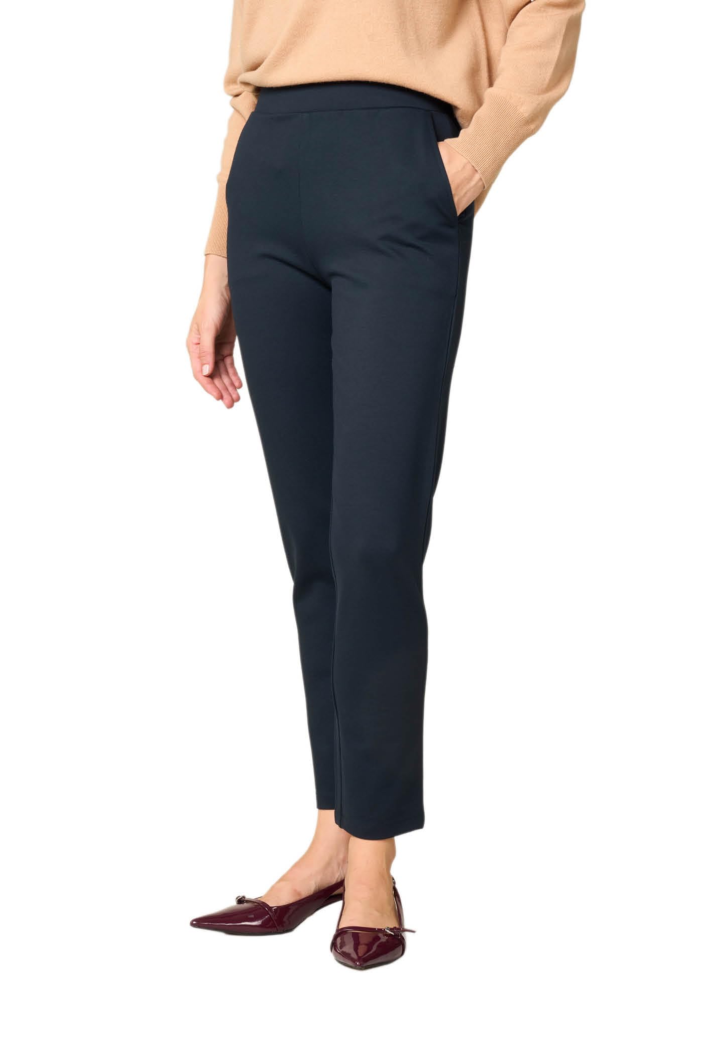 Goldenpoint pantaloni straight vita elasticata donna