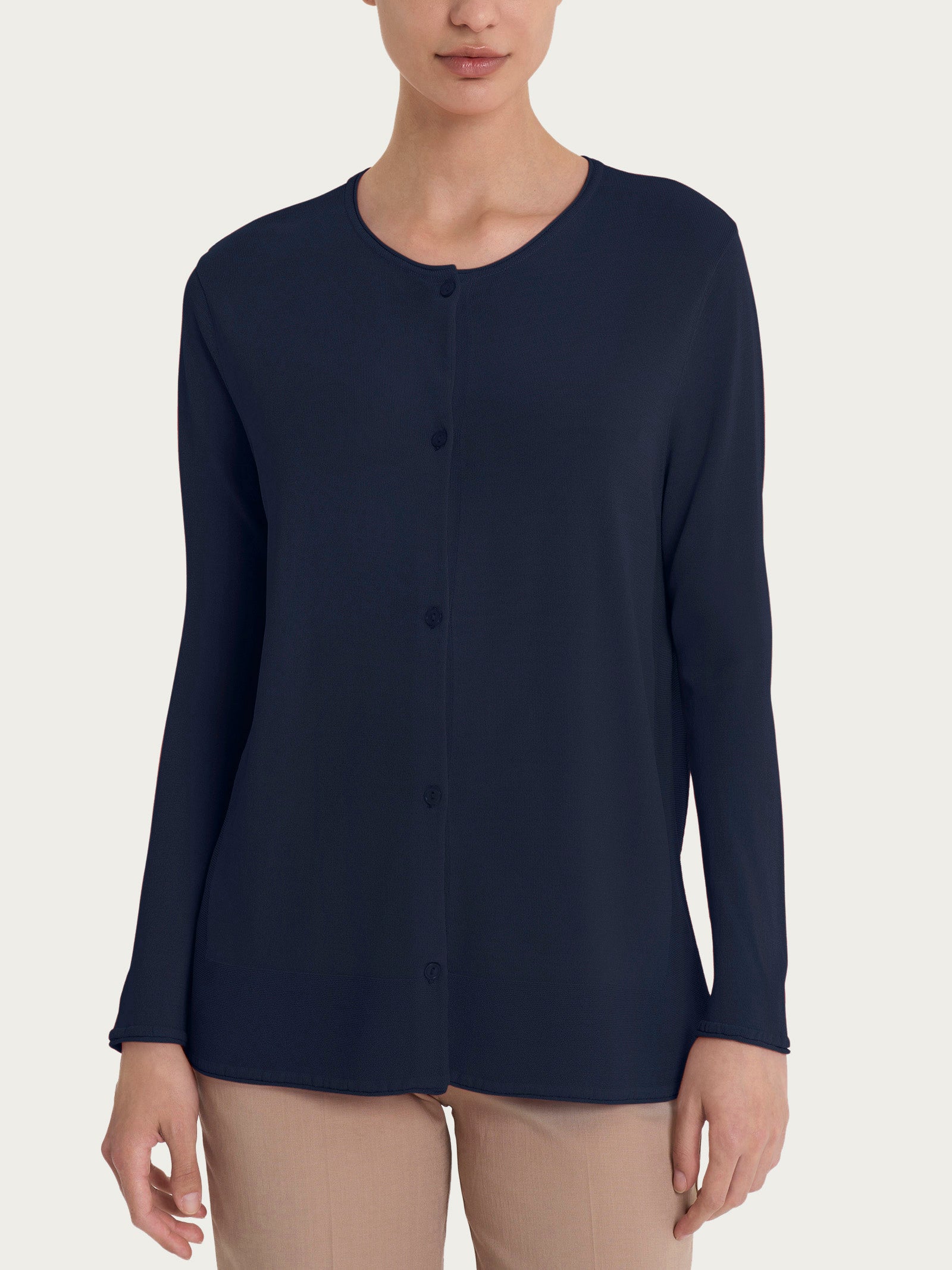 Ragno Crêpe Cardigan Aperto Bottoni Bleu viscosa