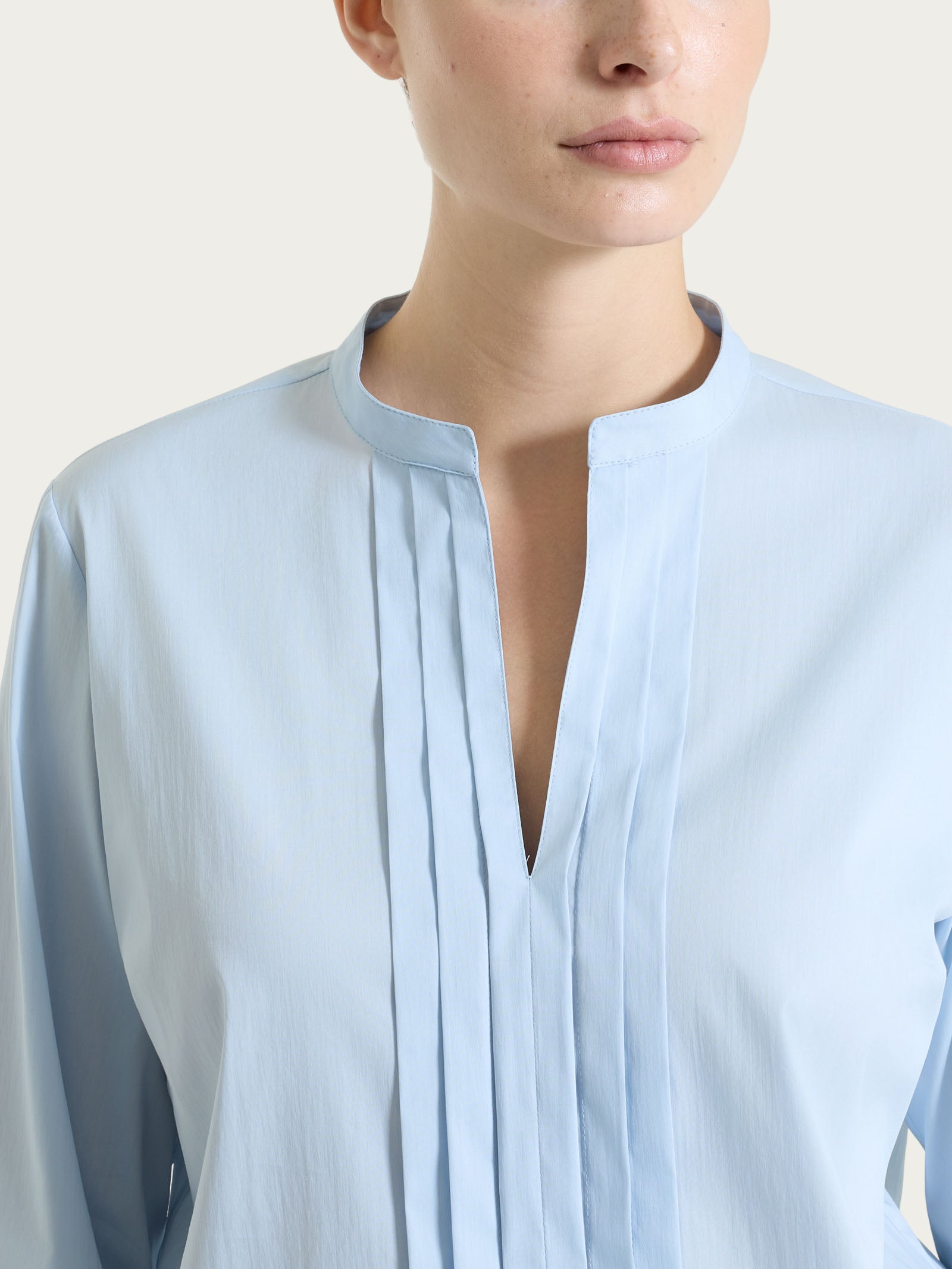 Ragno Puro Cotone camicia pieghe skyway scollo V