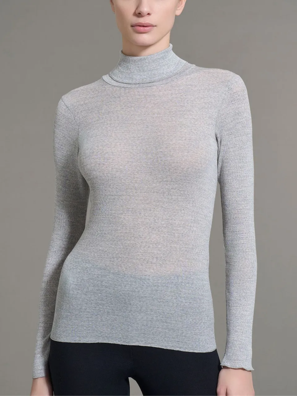 Ragno Lana Seta Dolcevita maglia vapore mel. lana