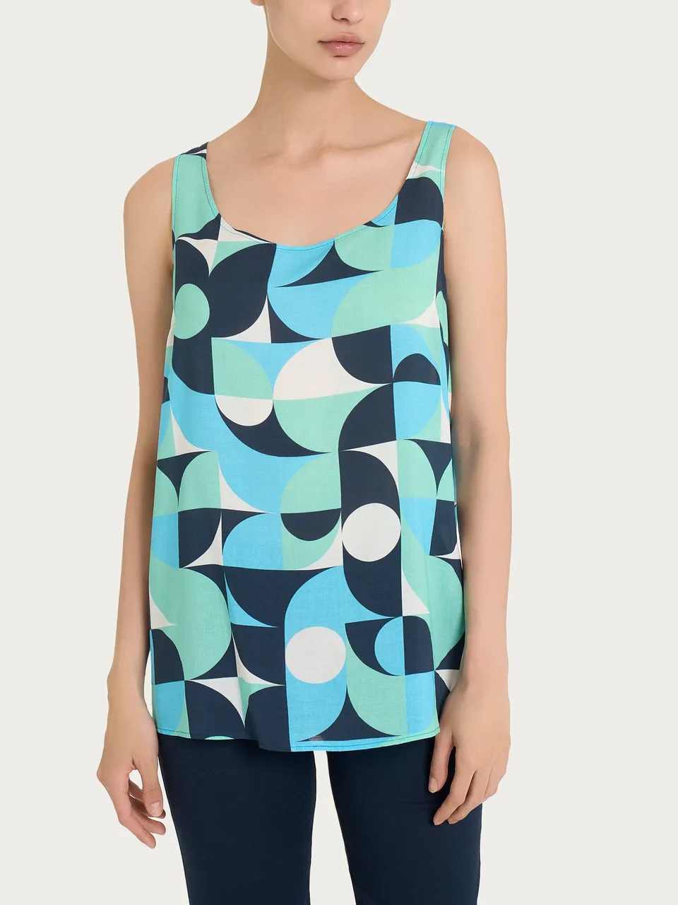Ragno EcoSeta top smanicato Pool Blue spalla larga