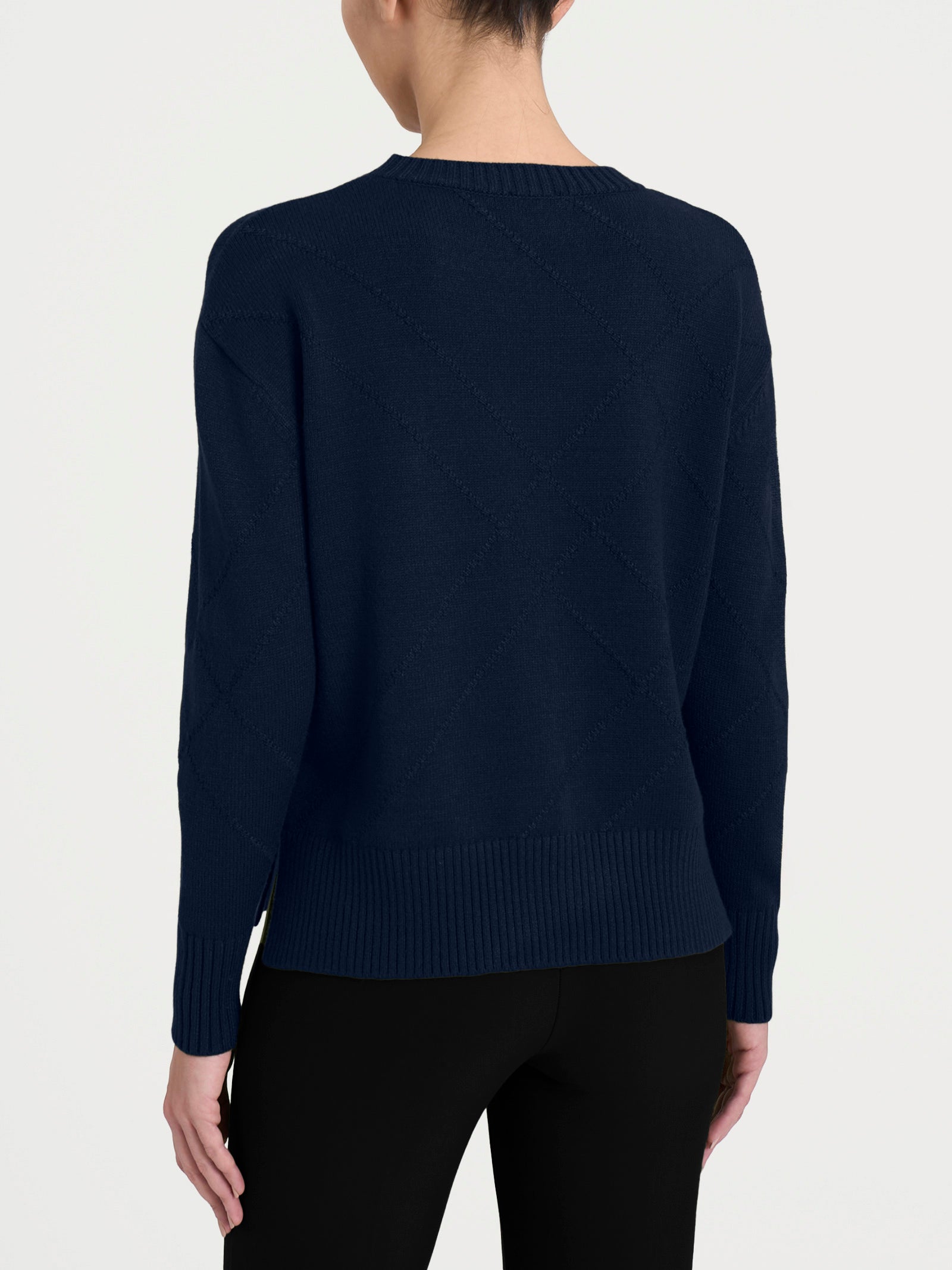Ragno Four Seasons Maglia girocollo check Bleu viscosa