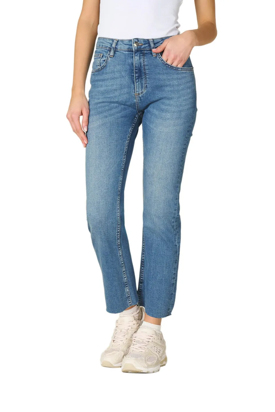Goldenpoint Jeans Flare Denim Sfrangiato Blu Notte
