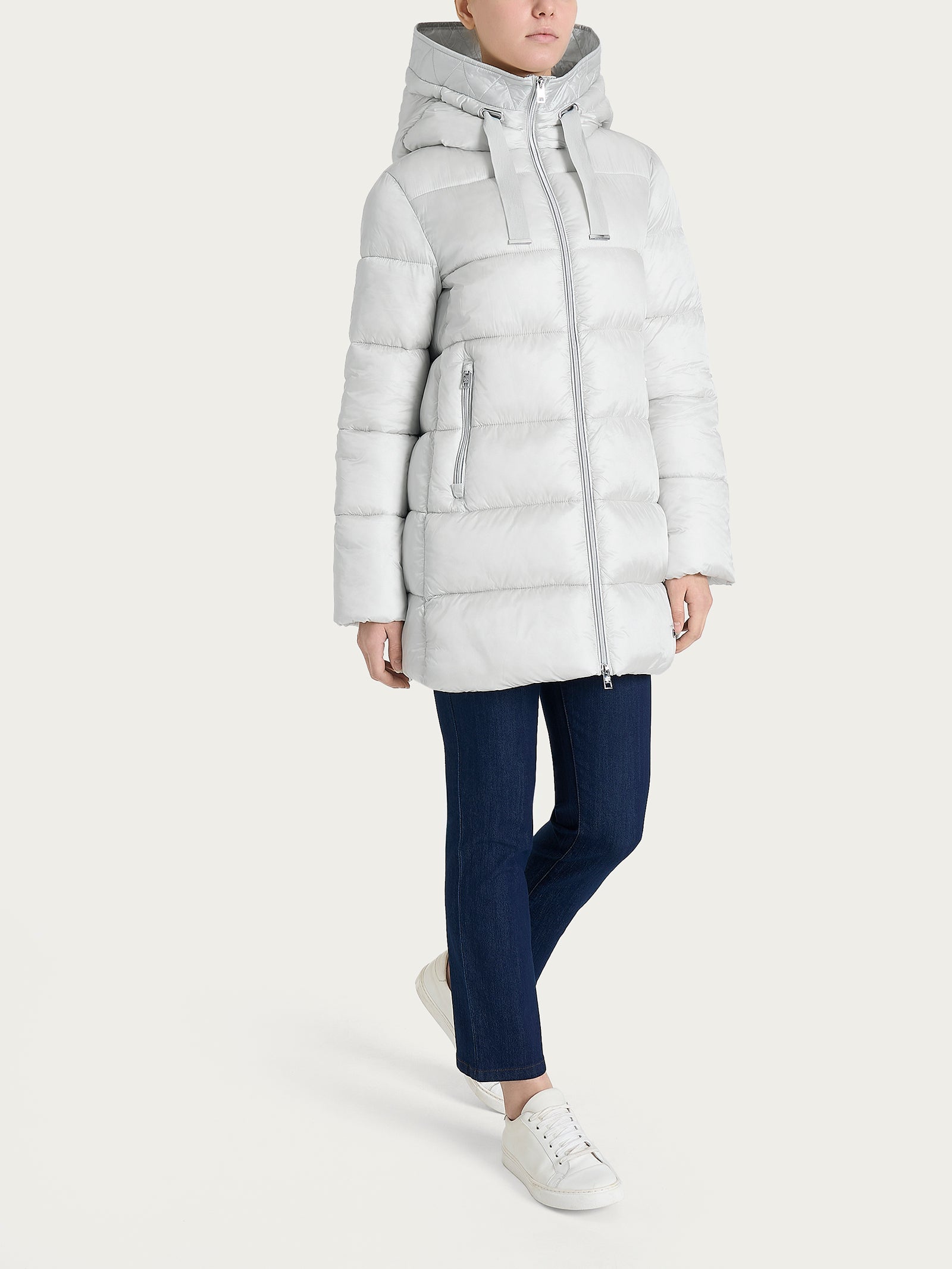 Ragno Vegan Down Piumino lungo cappuccio dawn blue