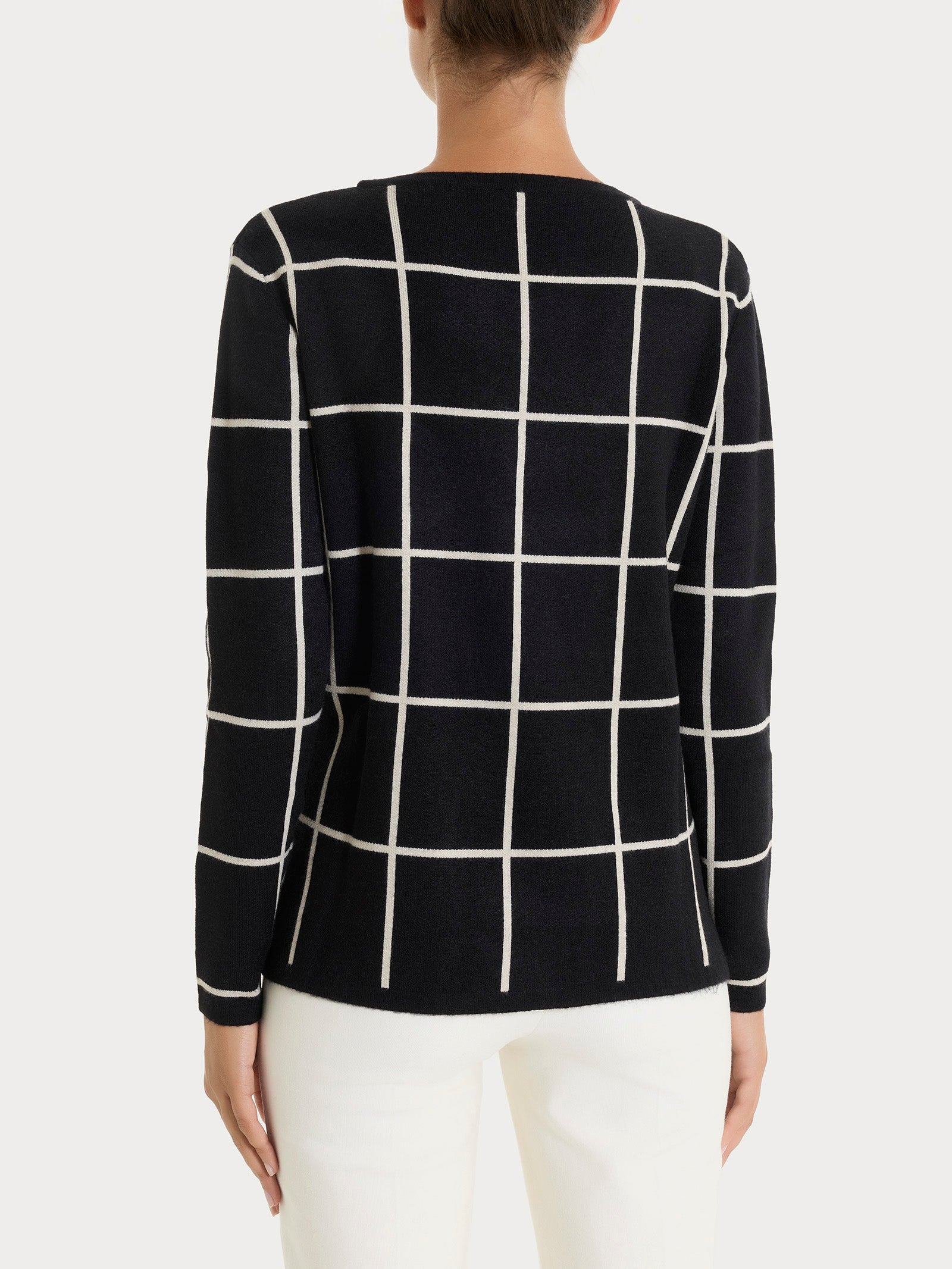 Ragno Super Soft Maglia collo barchetta check nero viscosa