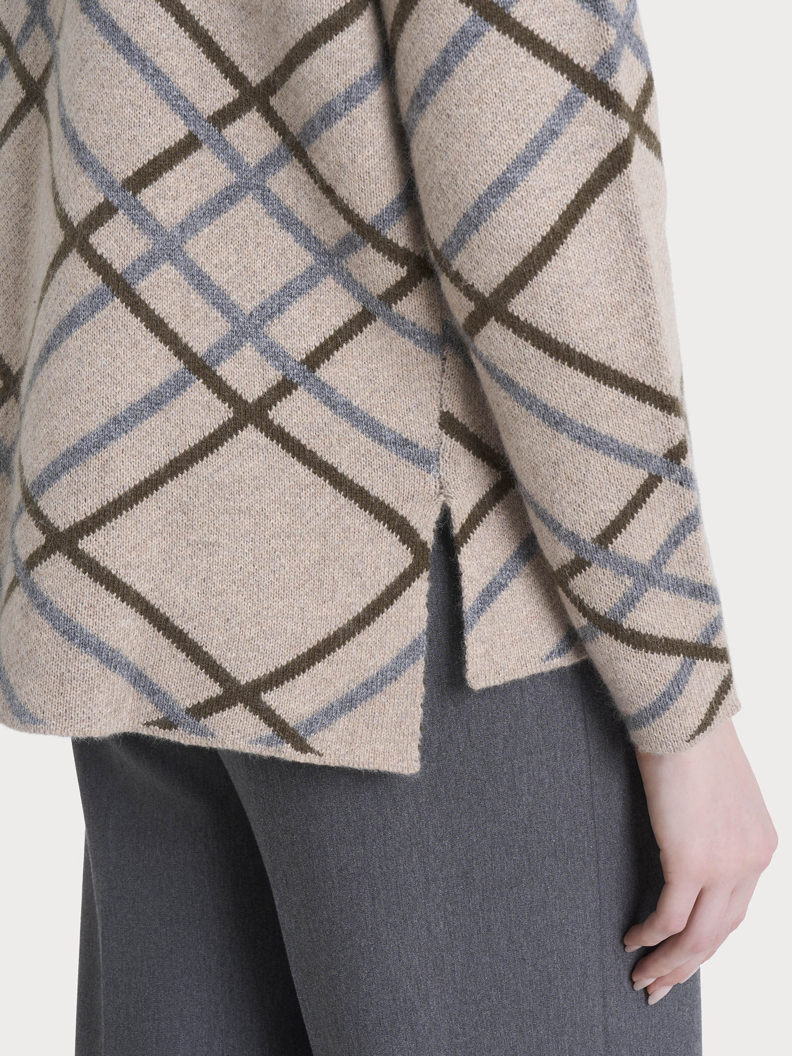 Ragno Natural Soft Cardigan Aperto Check Zenzero