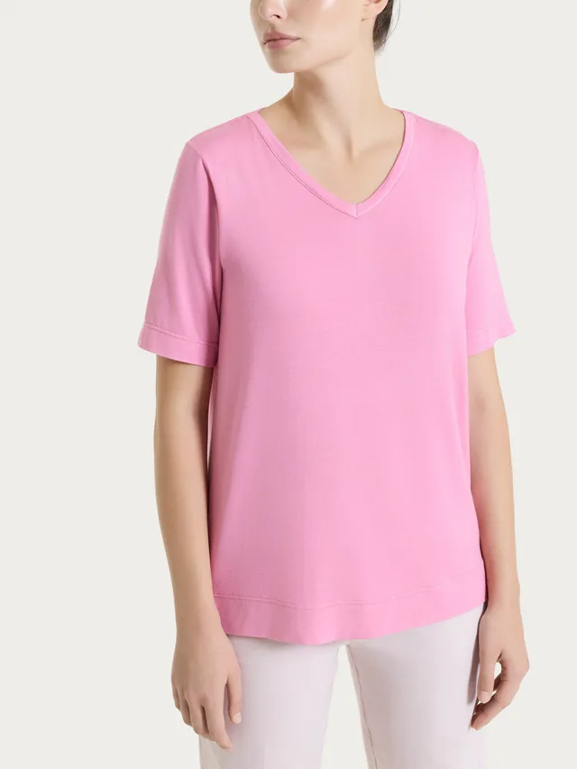 Ragno Viscosa Summer maglietta scollo a V Cashmere Rose jersey