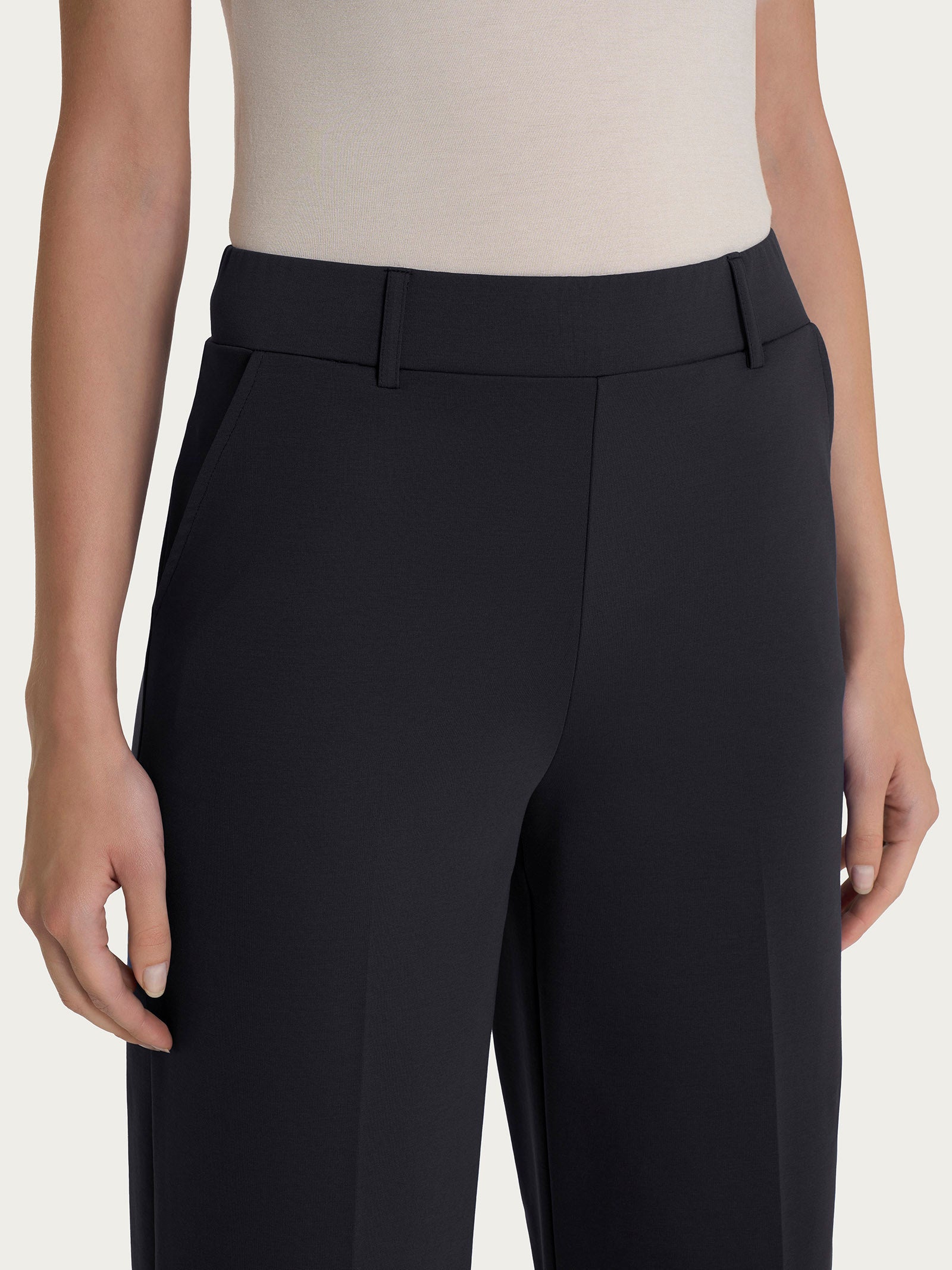 Ragno Compact Light Pantalone Ampio Caviglia Nero Gamba Larga