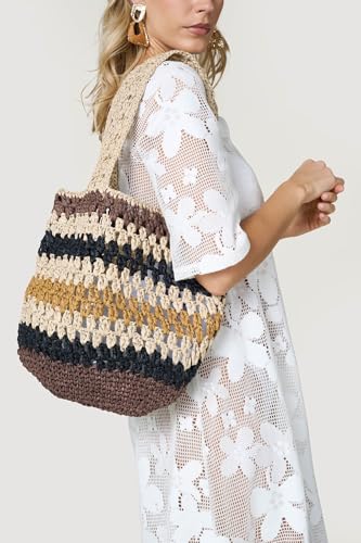 Goldenpoint Crochet tote mare effetto crochet righe
