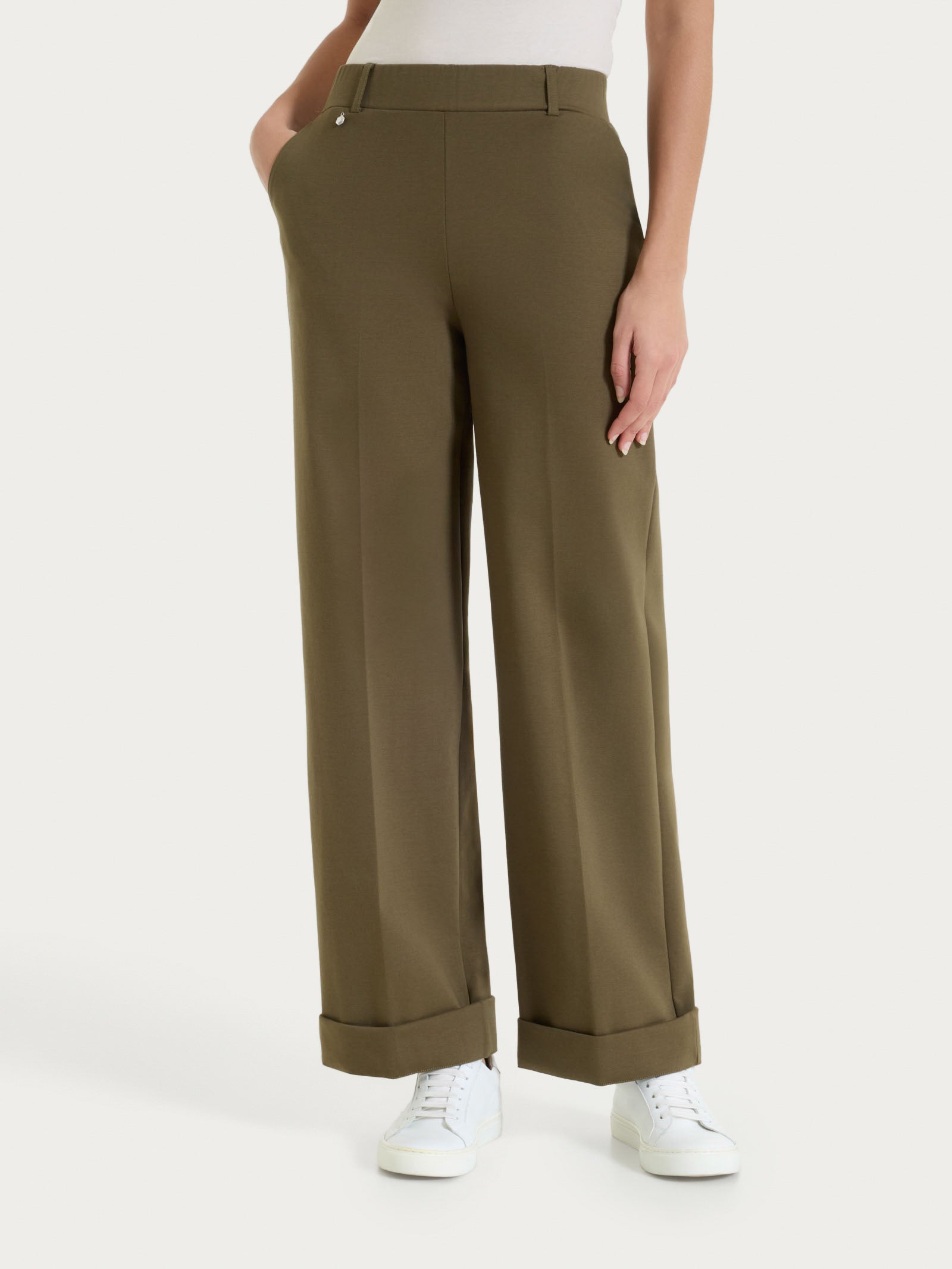 Ragno Compact Light Pantalone Ampio Tasche Dark Olive gamba larga