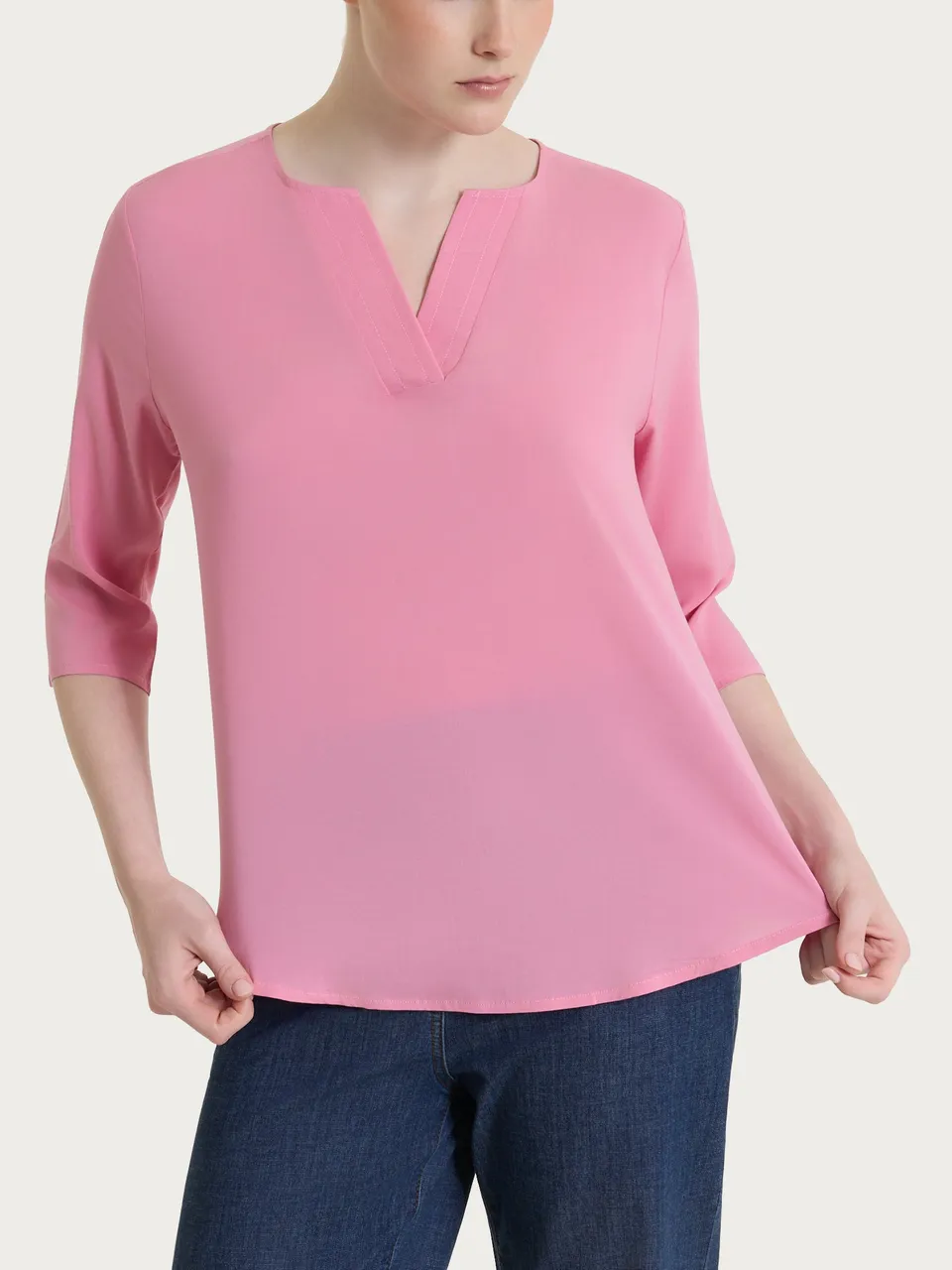 Ragno Voile Stretch blusa scollo V Cashmere Rose viscosa