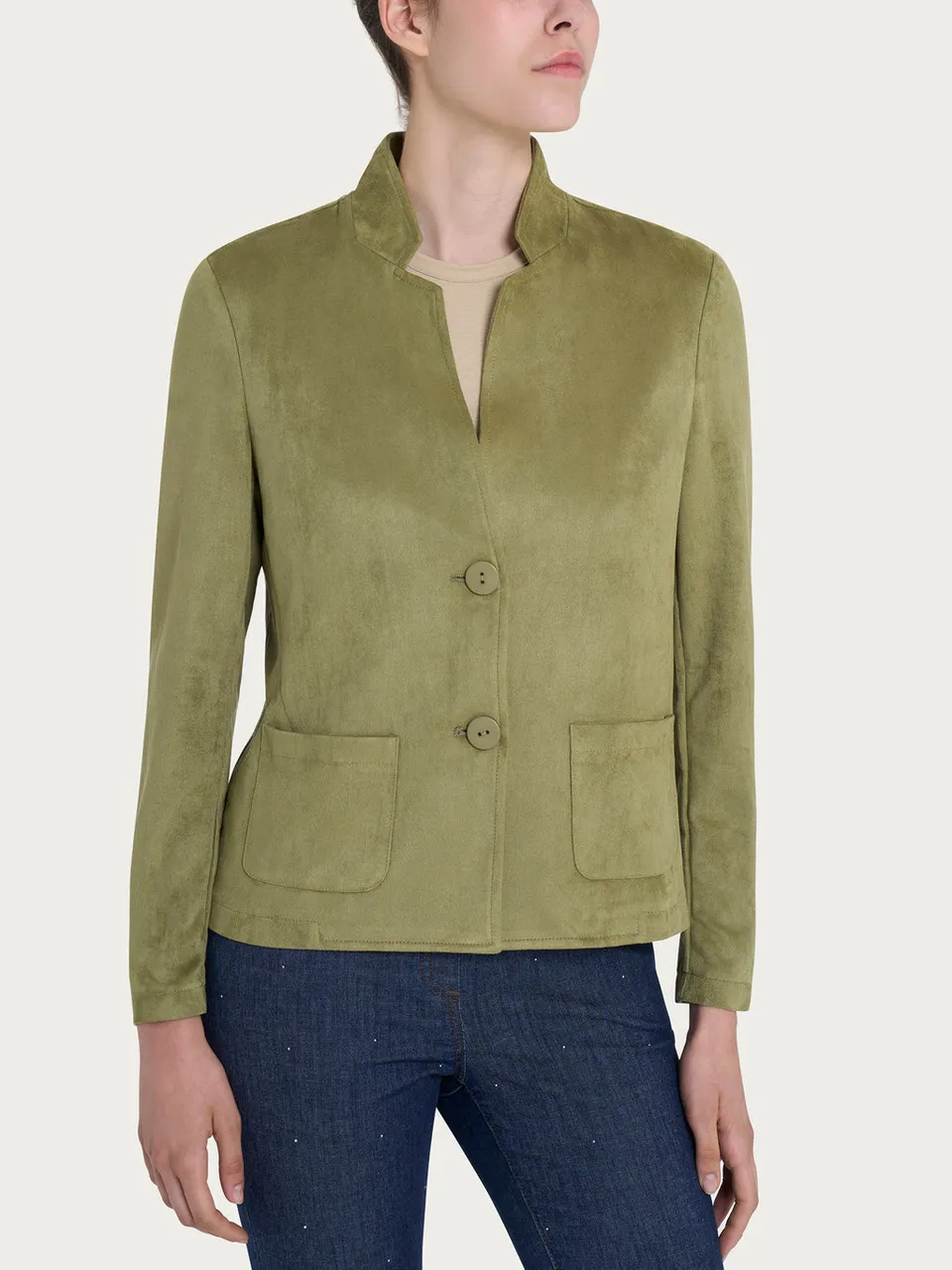 Ragno Eco Suede short blazer Sphagnum regolare