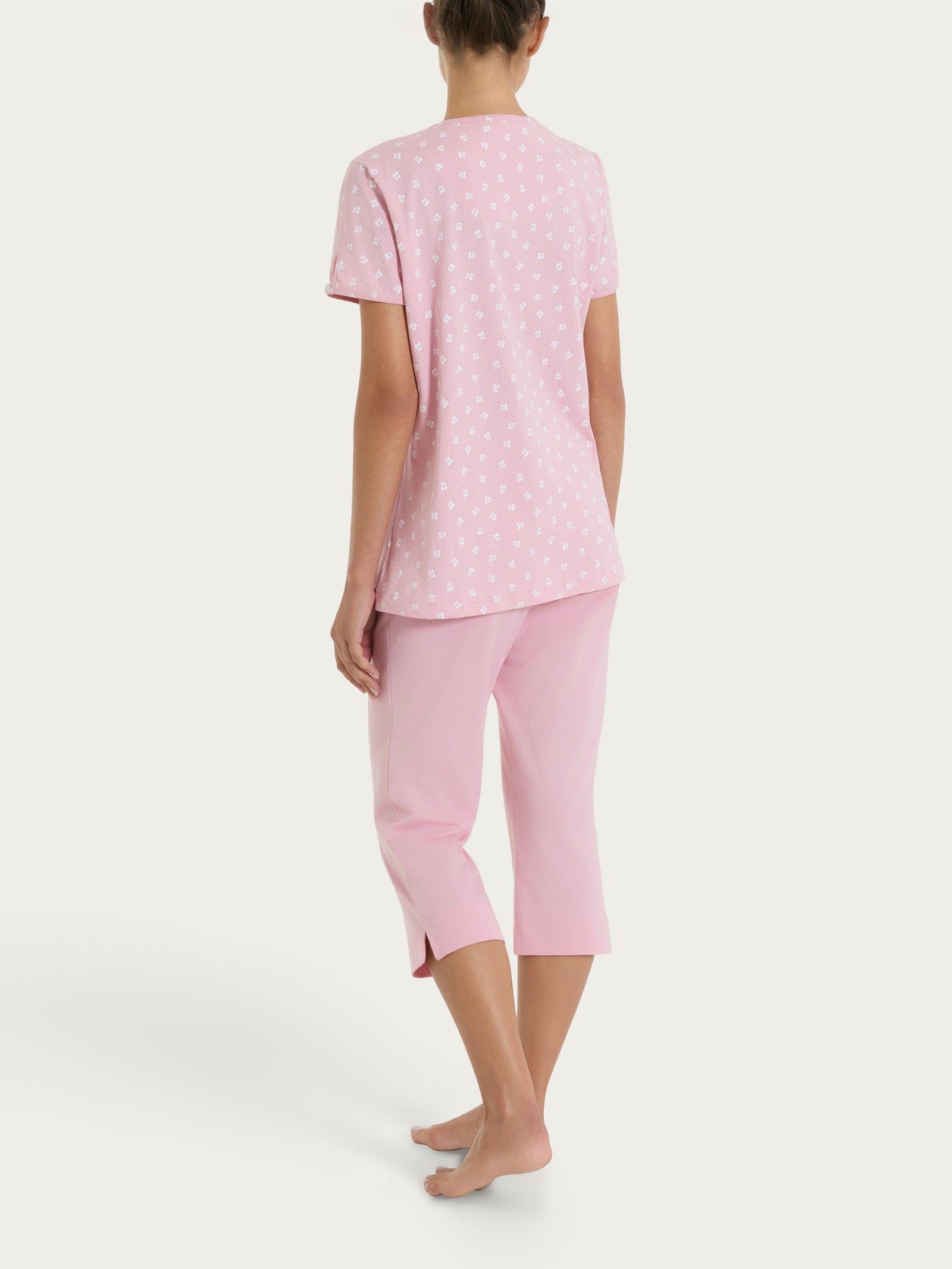 Ragno Pigiama Pinocchietto Donna Cameo Pink Jersey Cotone Serafino
