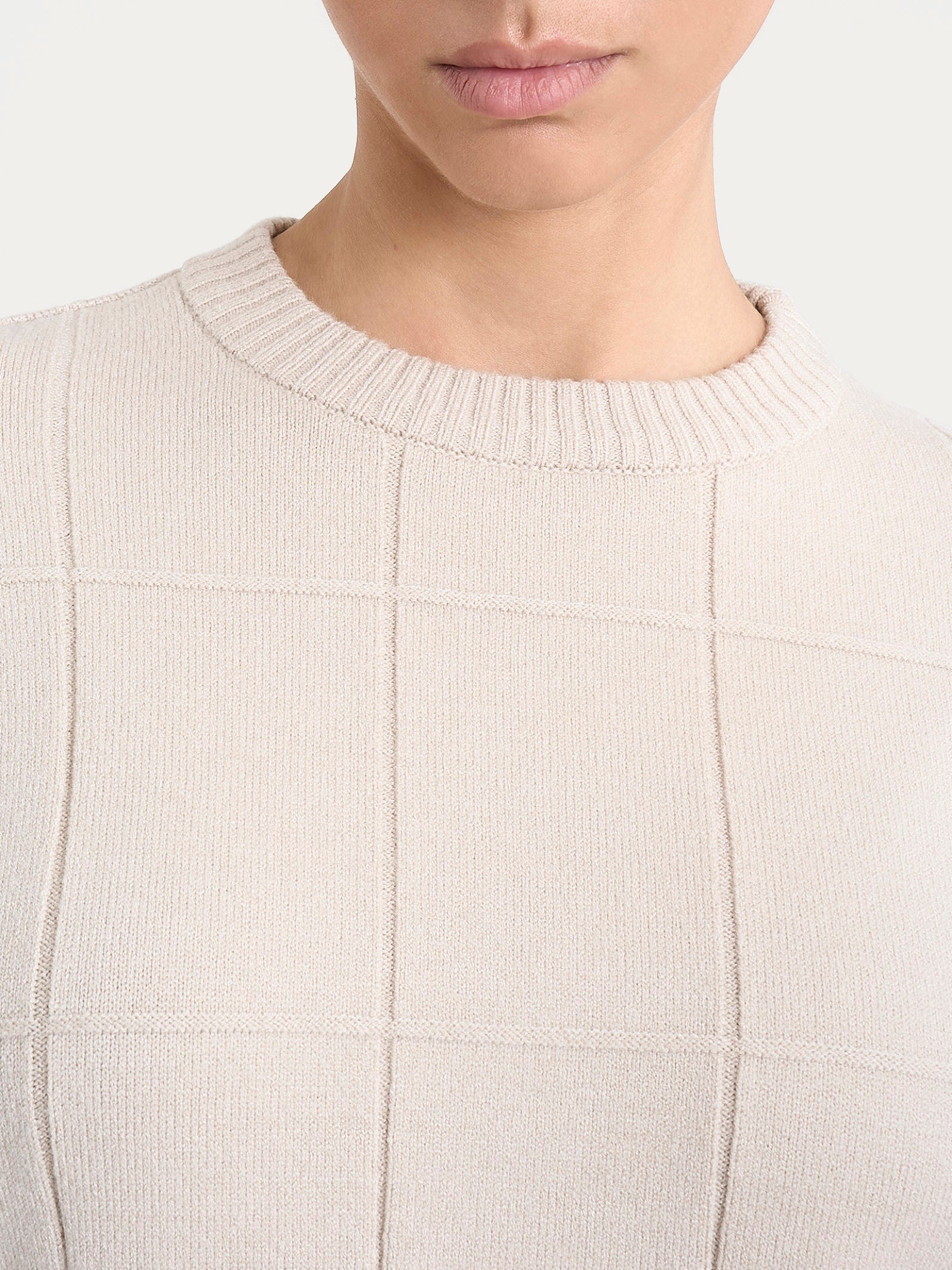 Ragno Four Seasons Maglia Girocollo Check Champignon Boxy Morbida