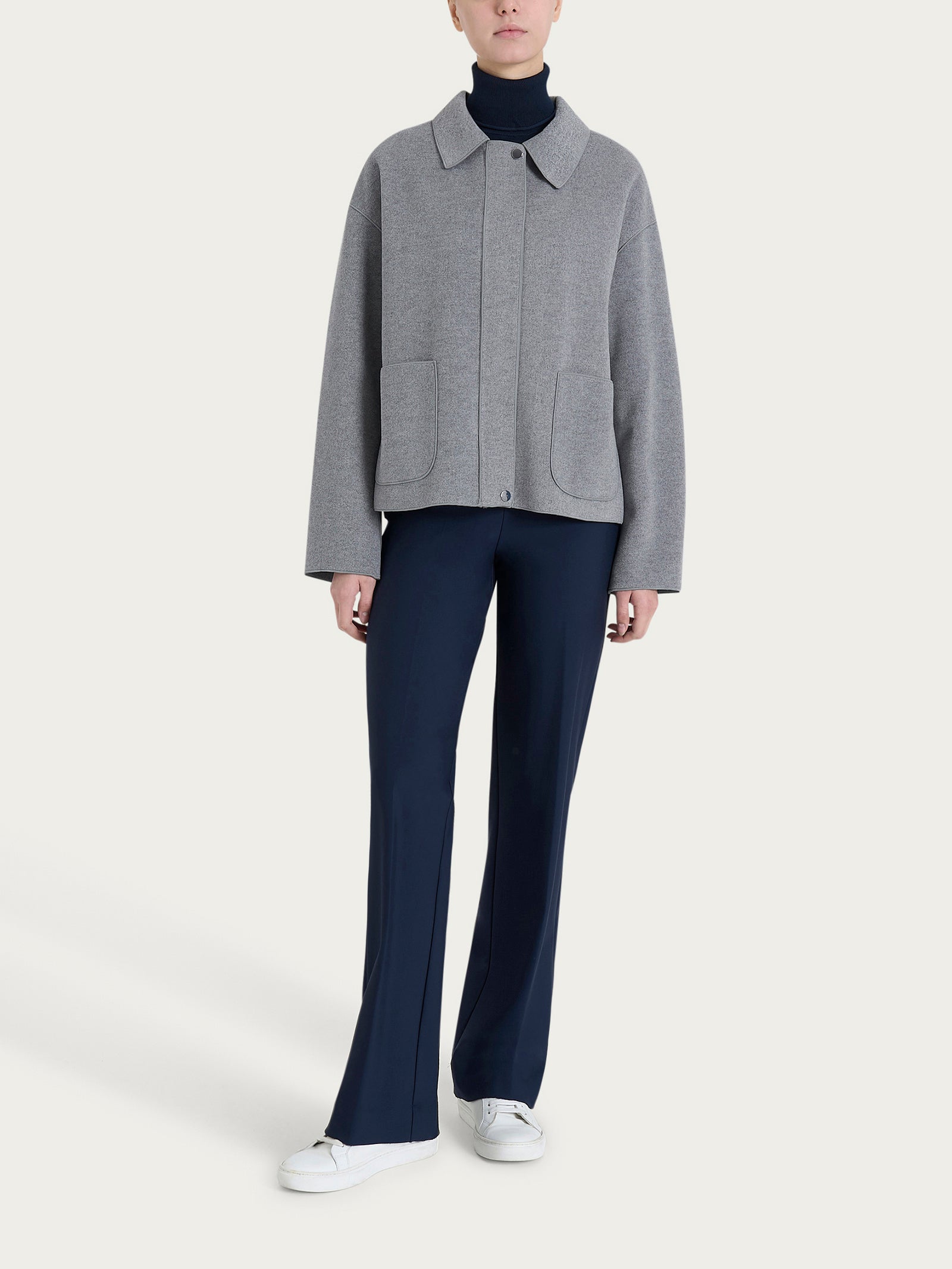 Ragno Vegan Wool Giacca Collo Camicia Grigio Mel. calda