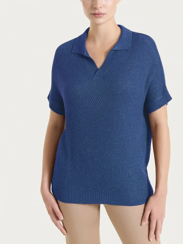 Ragno Lurex Rice Stitch Polo Manica Corta Oceana Lurex