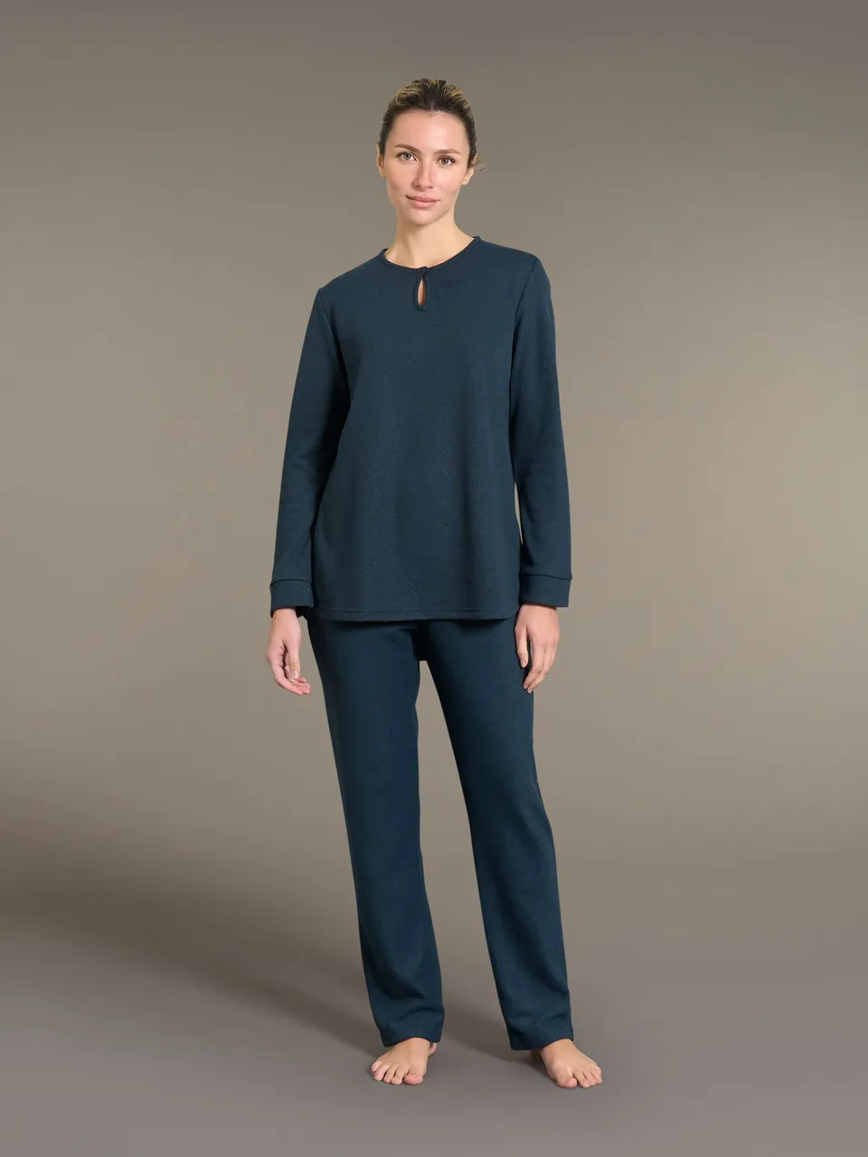 Ragno Jersey Pigiama Lungo Serafino reflecting pond lurex