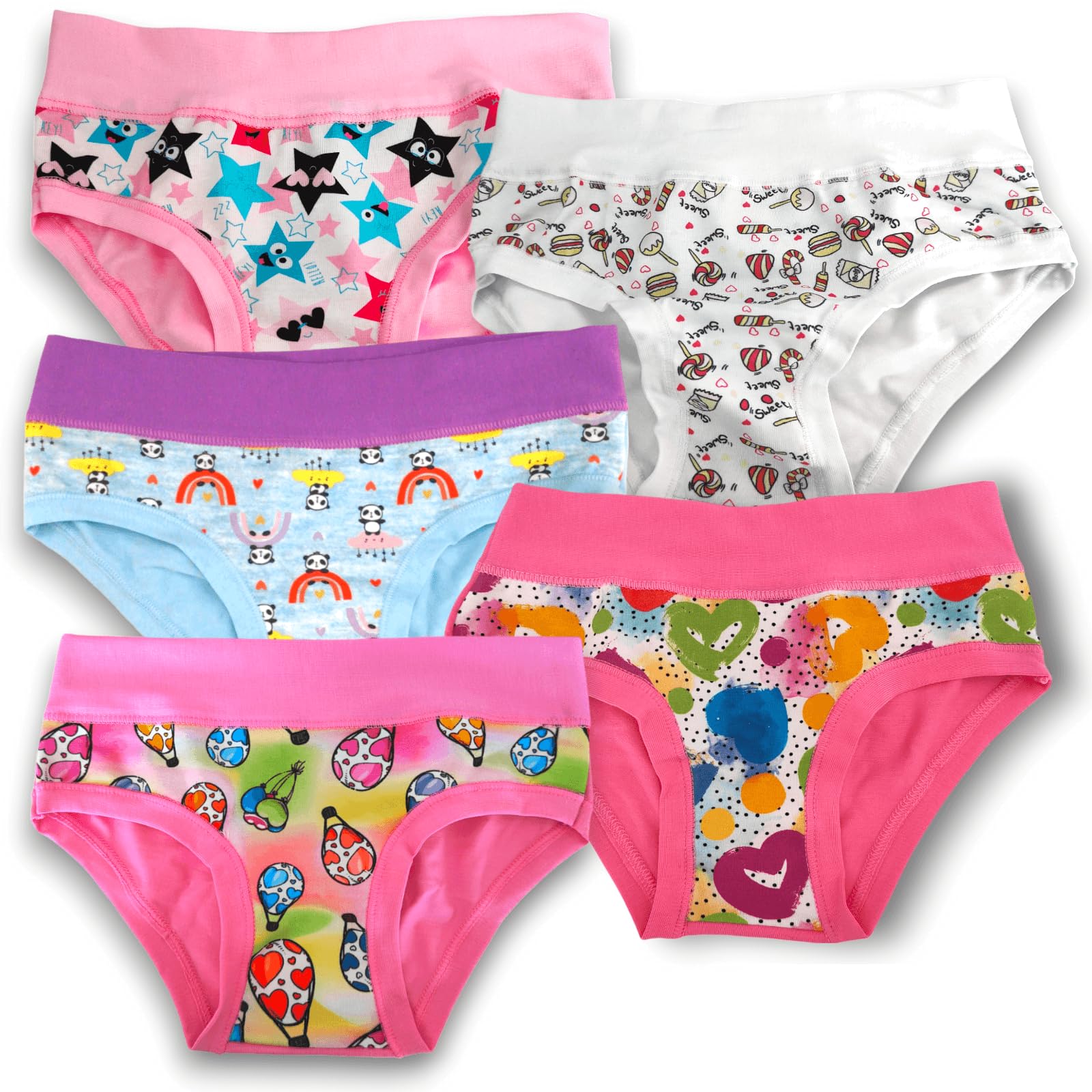 Lady C slip bambina cotone 6 anni 5 pezzi fantasie assortite