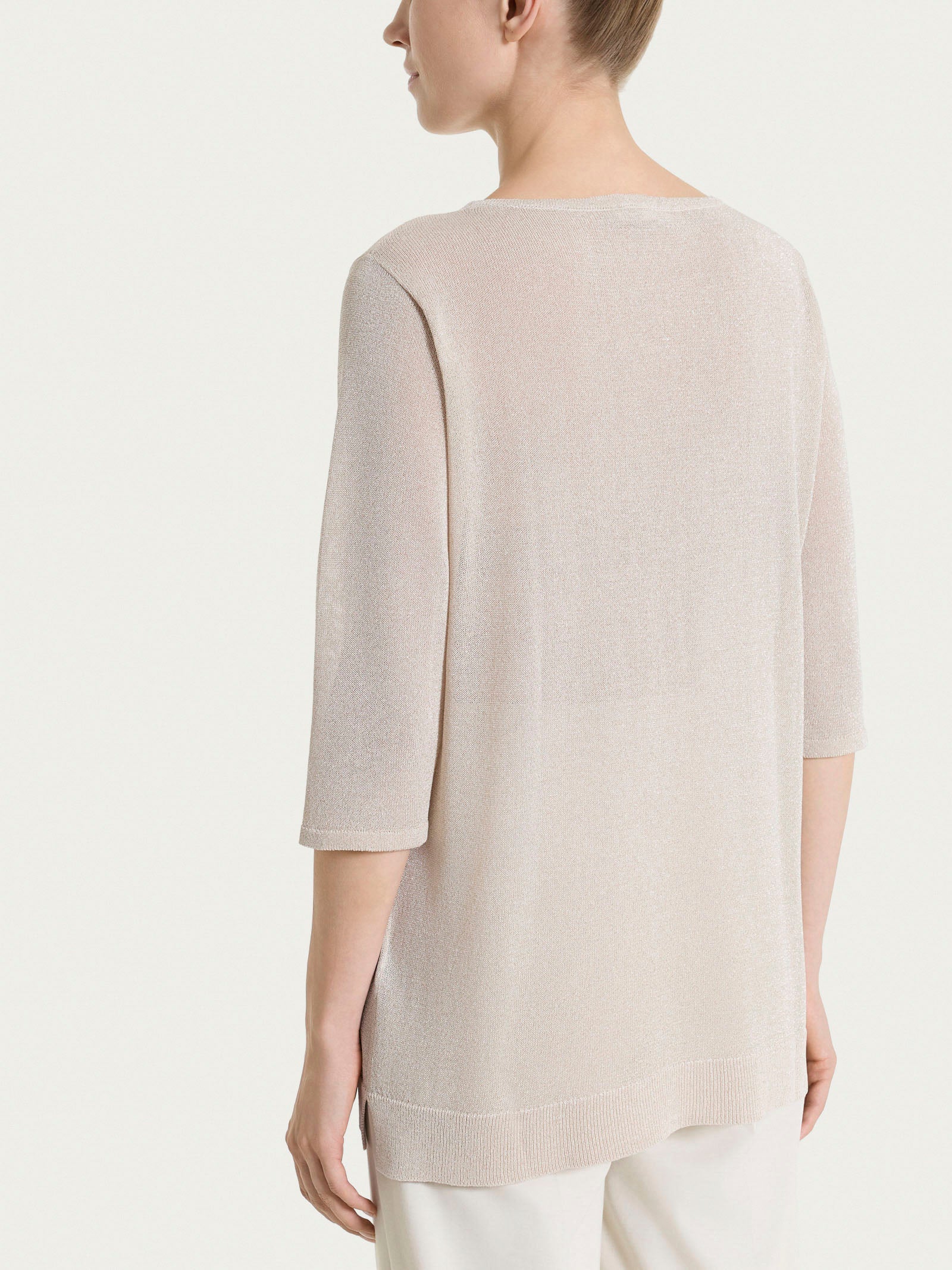 Ragno Maglia Manica 3/4 Barchetta Crêpe Lurex Lilac Ash