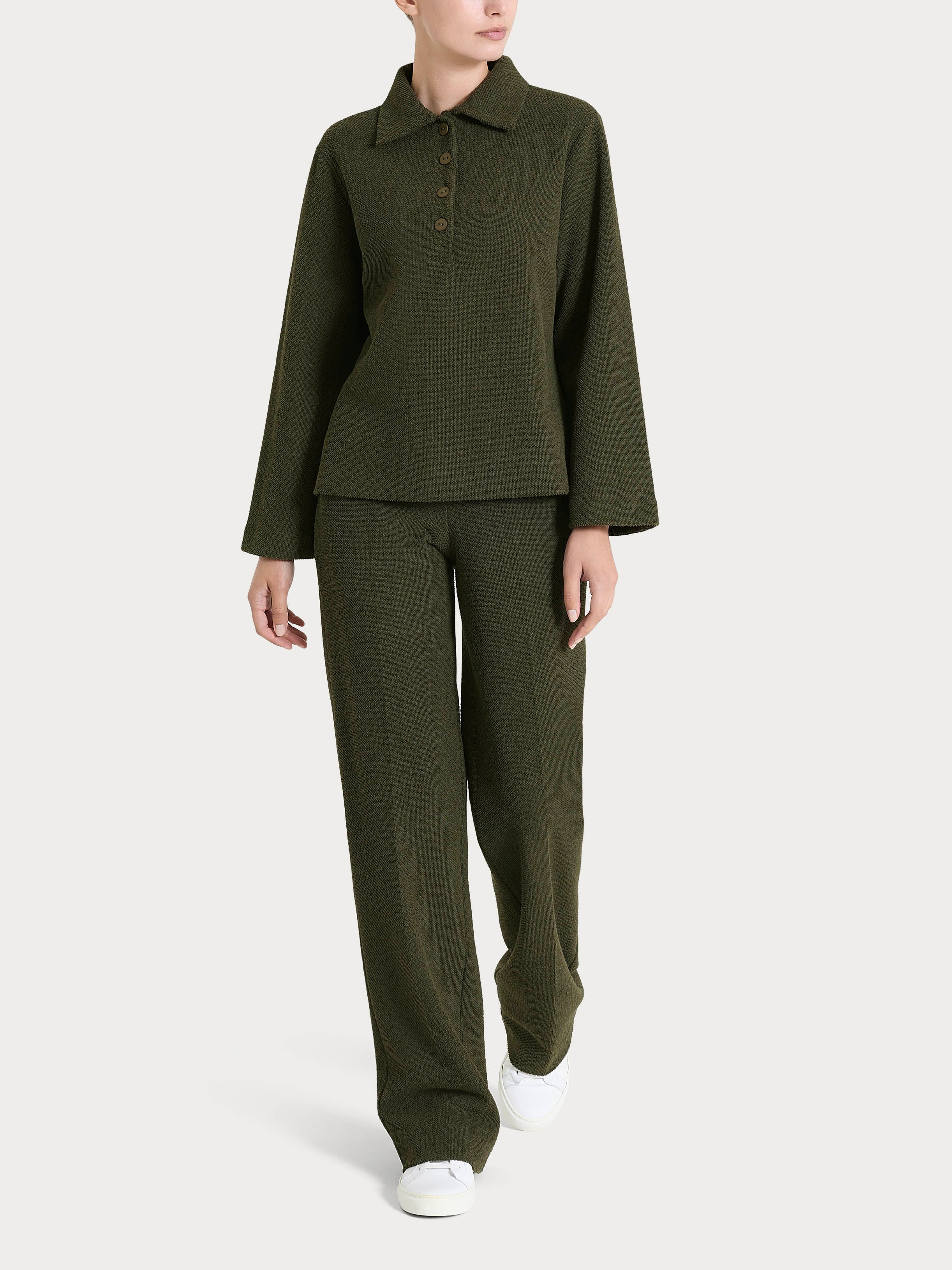 Ragno Comfort Polo donna verde Japanese Fleece manica lunga