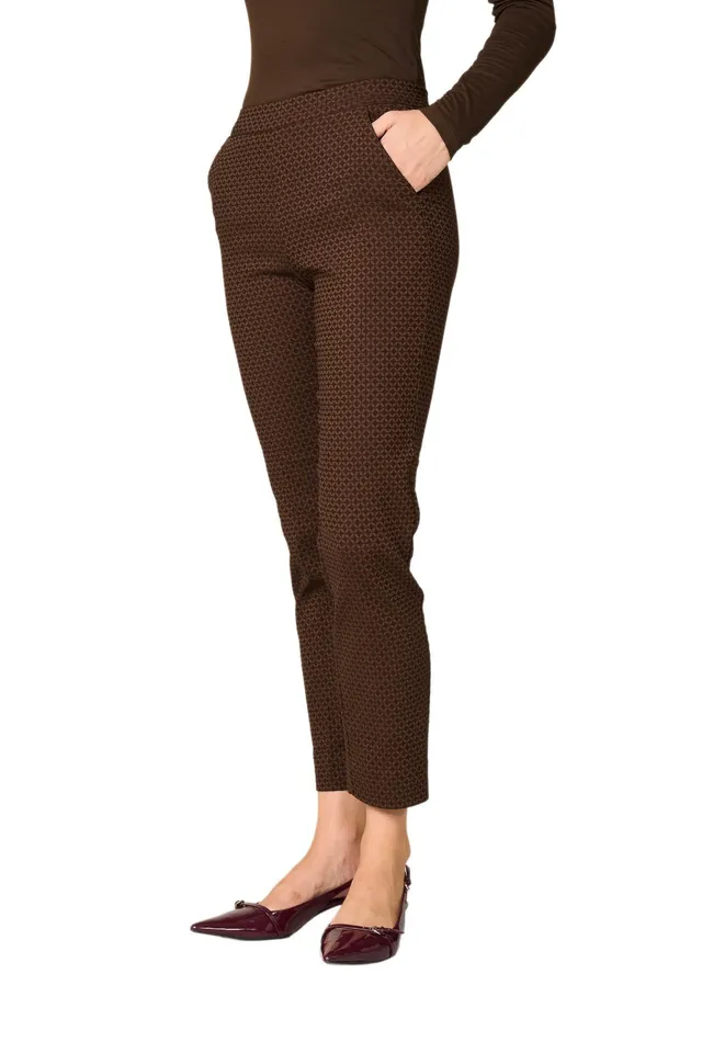 Goldenpoint Pantaloni Straight Viscosa Fantasia Geometrica