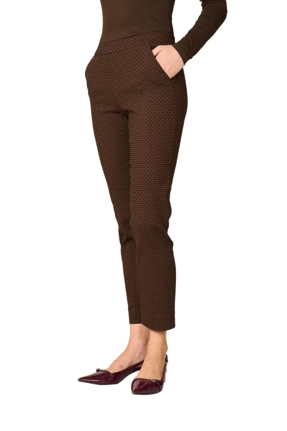 Goldenpoint Pantaloni Straight Viscosa Fantasia Geometrica