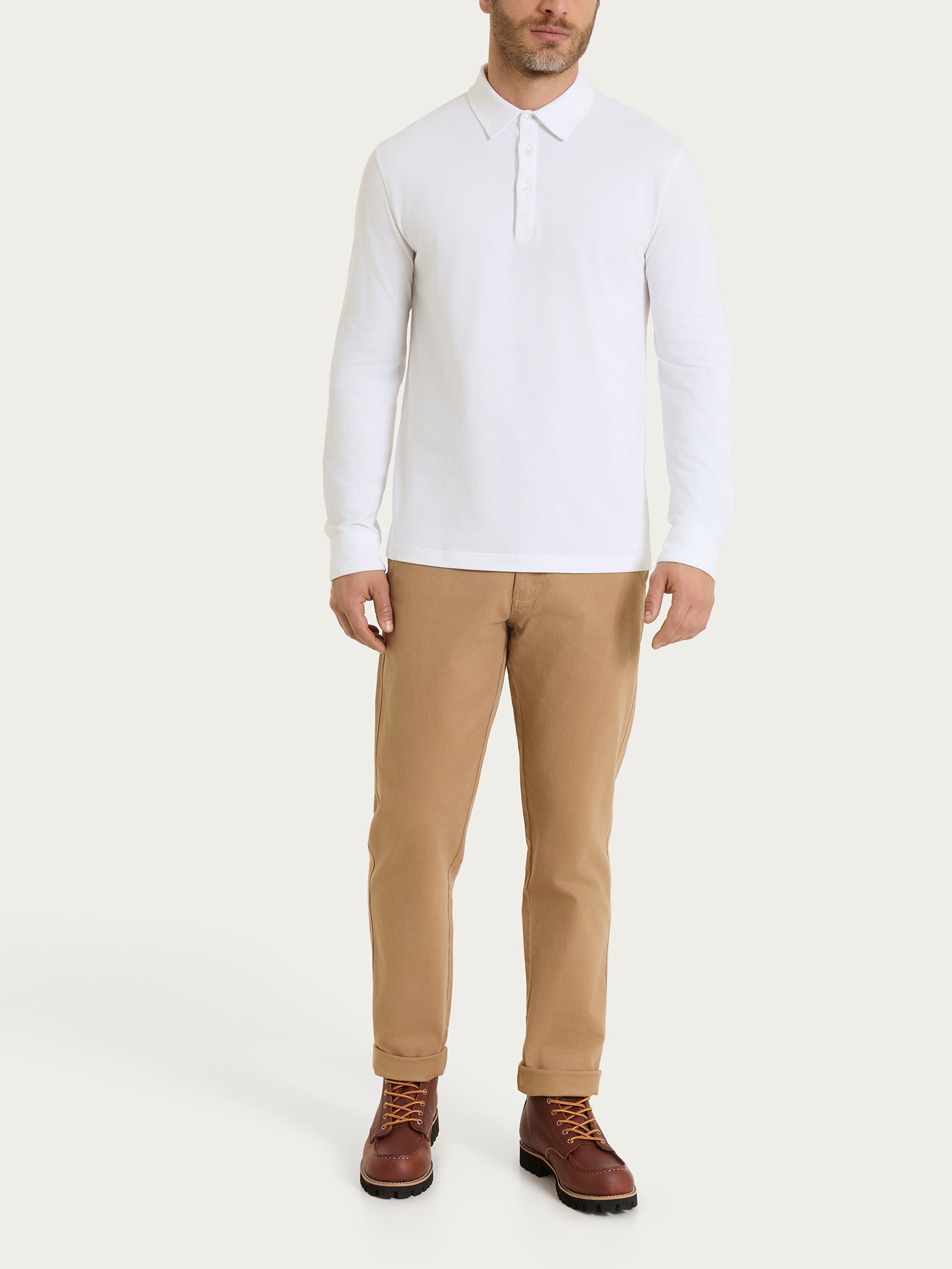 Ragno Cotton Piquet Polo Manica Lunga Bianco Cotone