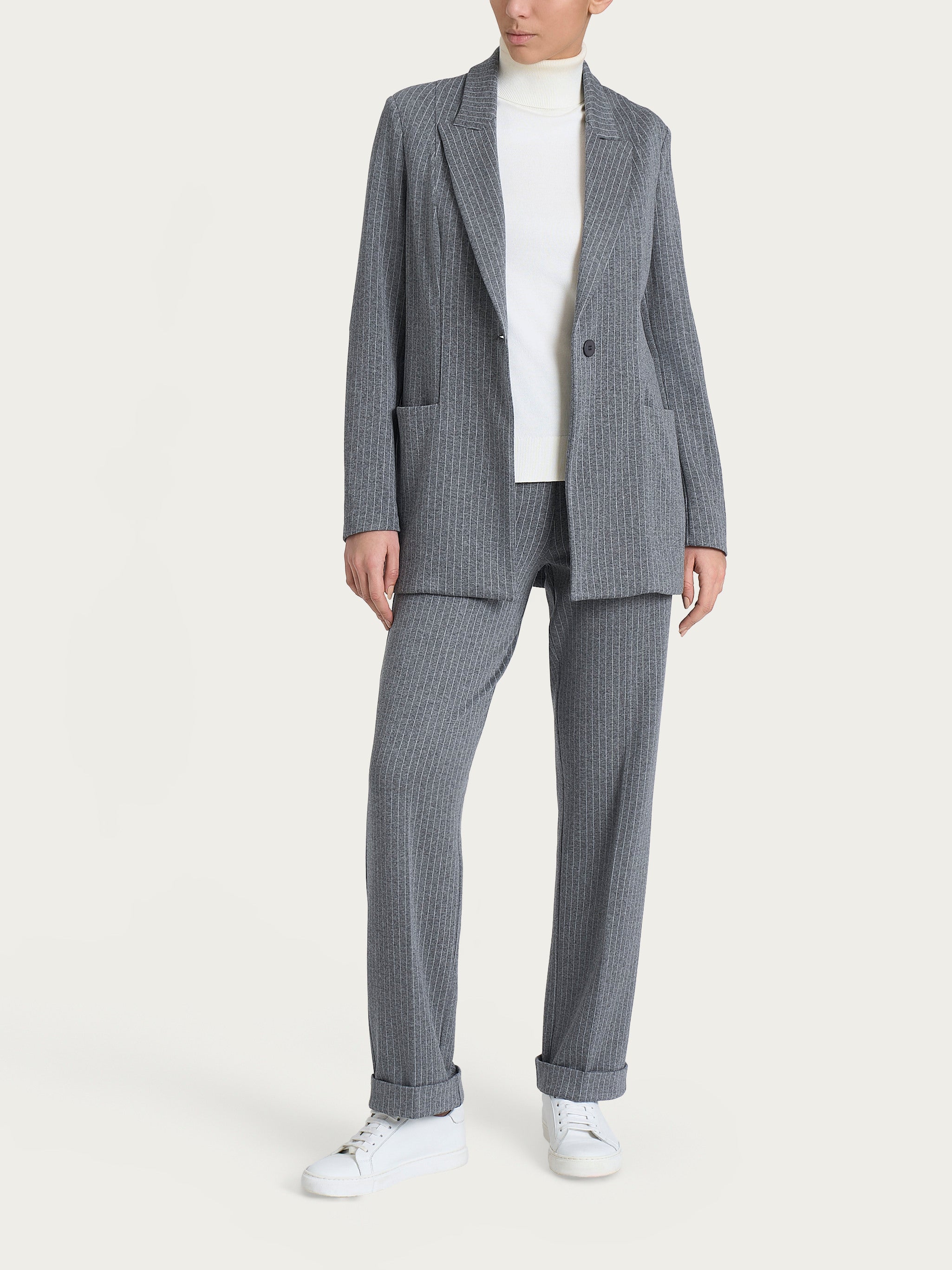 Ragno Compact Blazer over gessato Ardesia Mel.