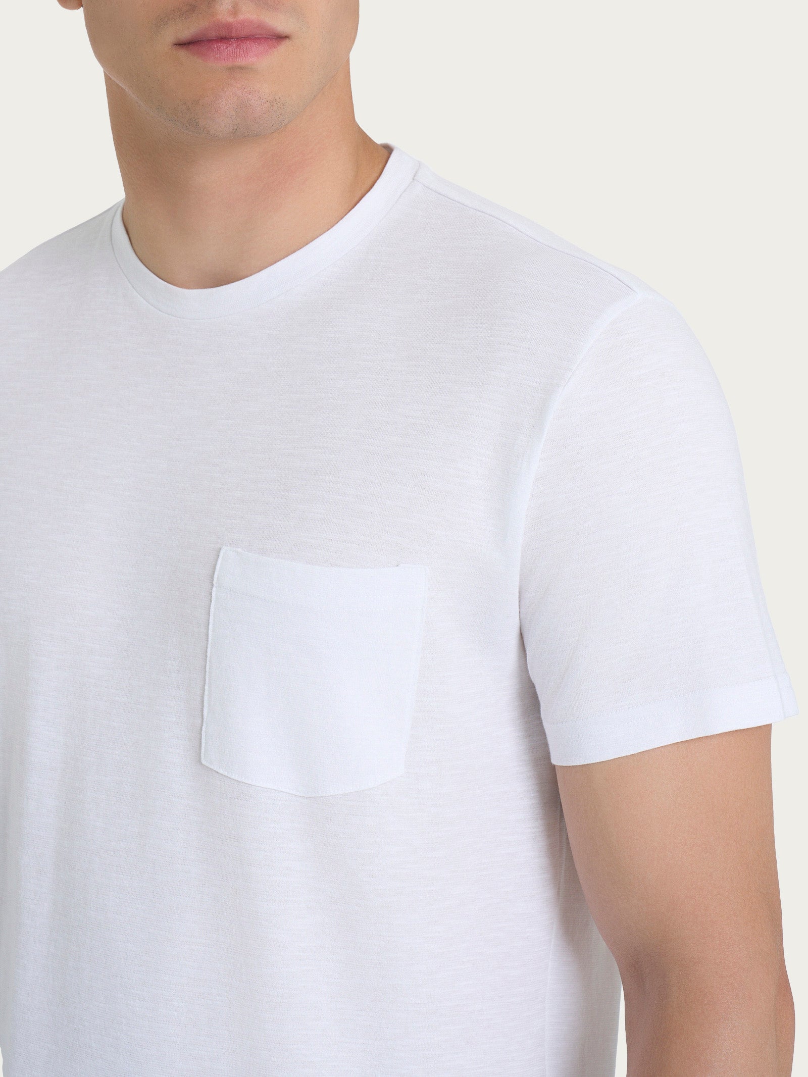 Ragno T-Shirt Girocollo Uomo Bianco Cotone Slub Jersey