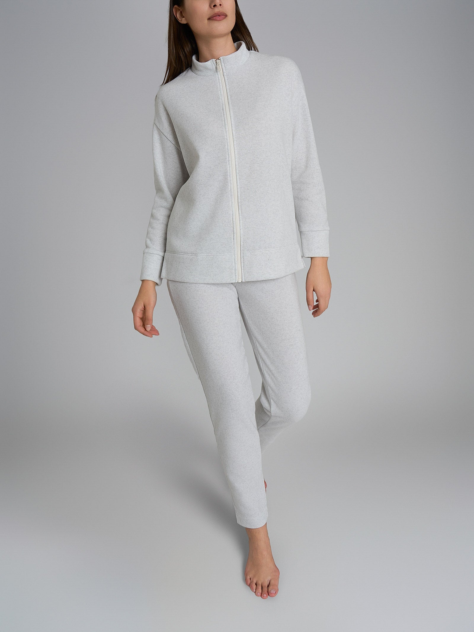 Ragno Jersey Cotone Pigiama Zip Donna Ghiaia Mel.