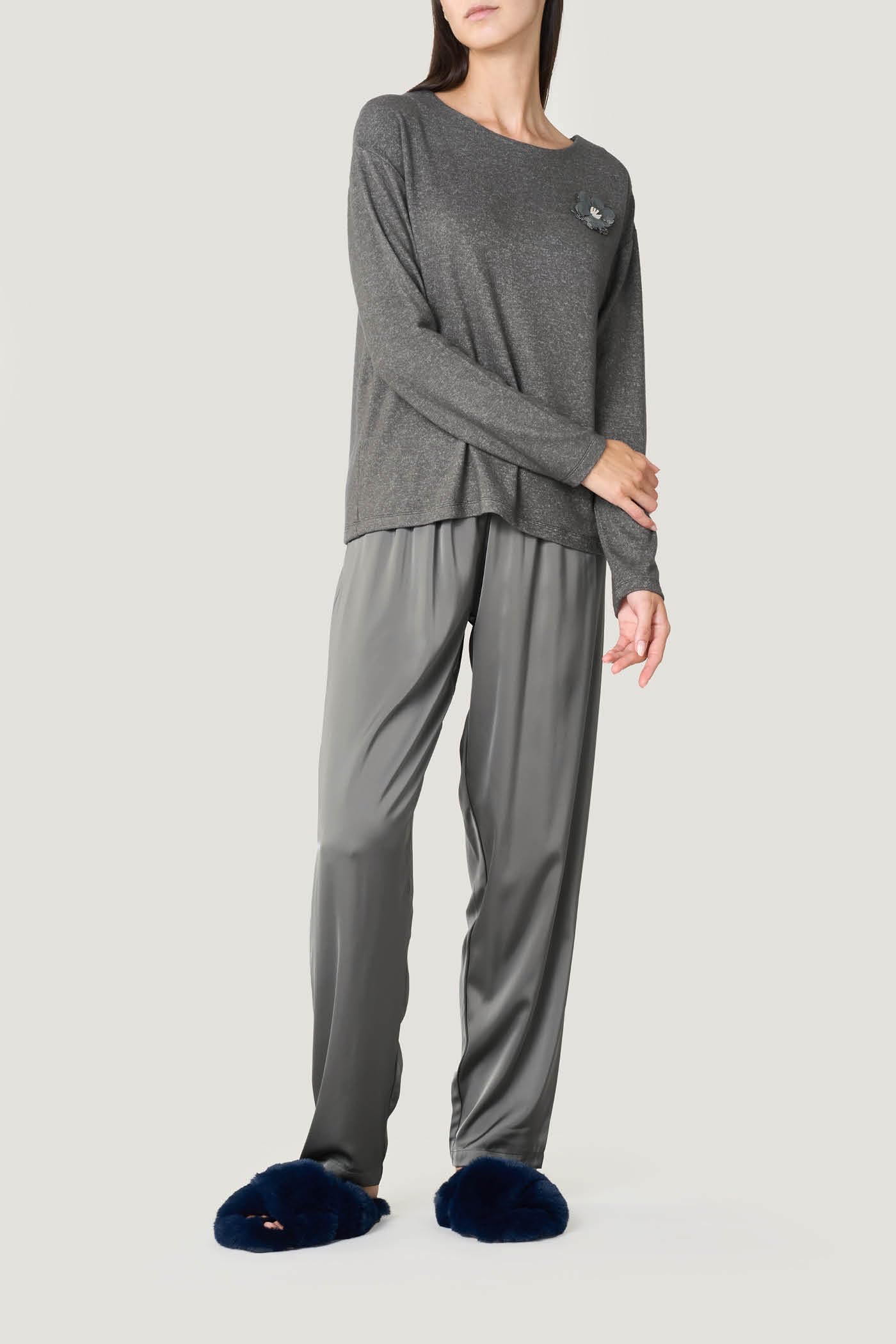 Goldenpoint Regular Camelia pigiama lungo donna in satin elasticato