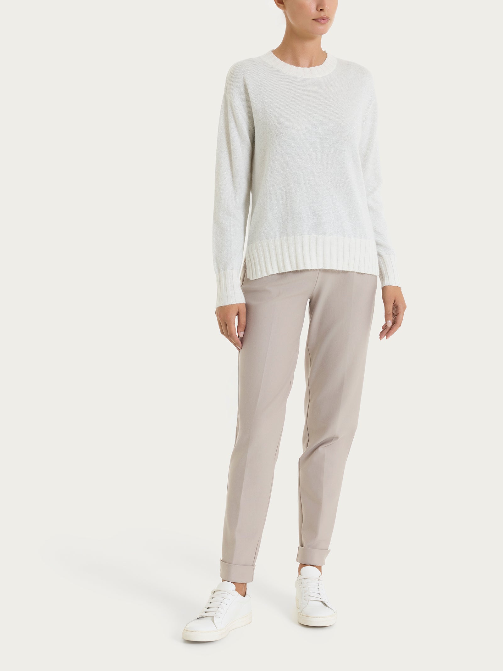 Ragno Maglia Girocollo Natural Soft Lurex Avorio viscosa