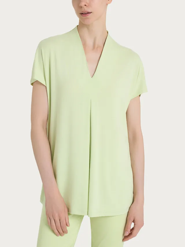 Ragno Viscosa T-shirt con Piega Shadow Lime fresca
