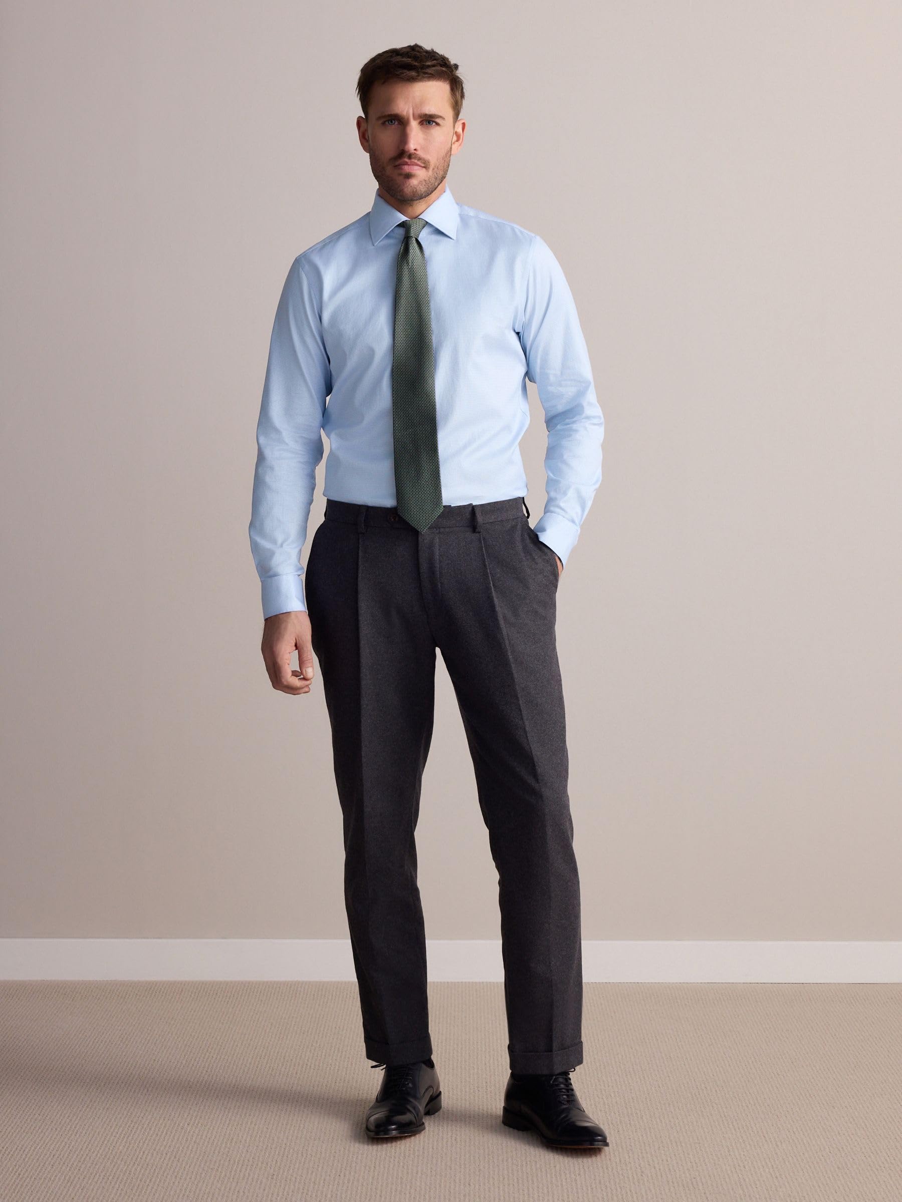 Next Signature camicia elegante uomo 38 blu cotone