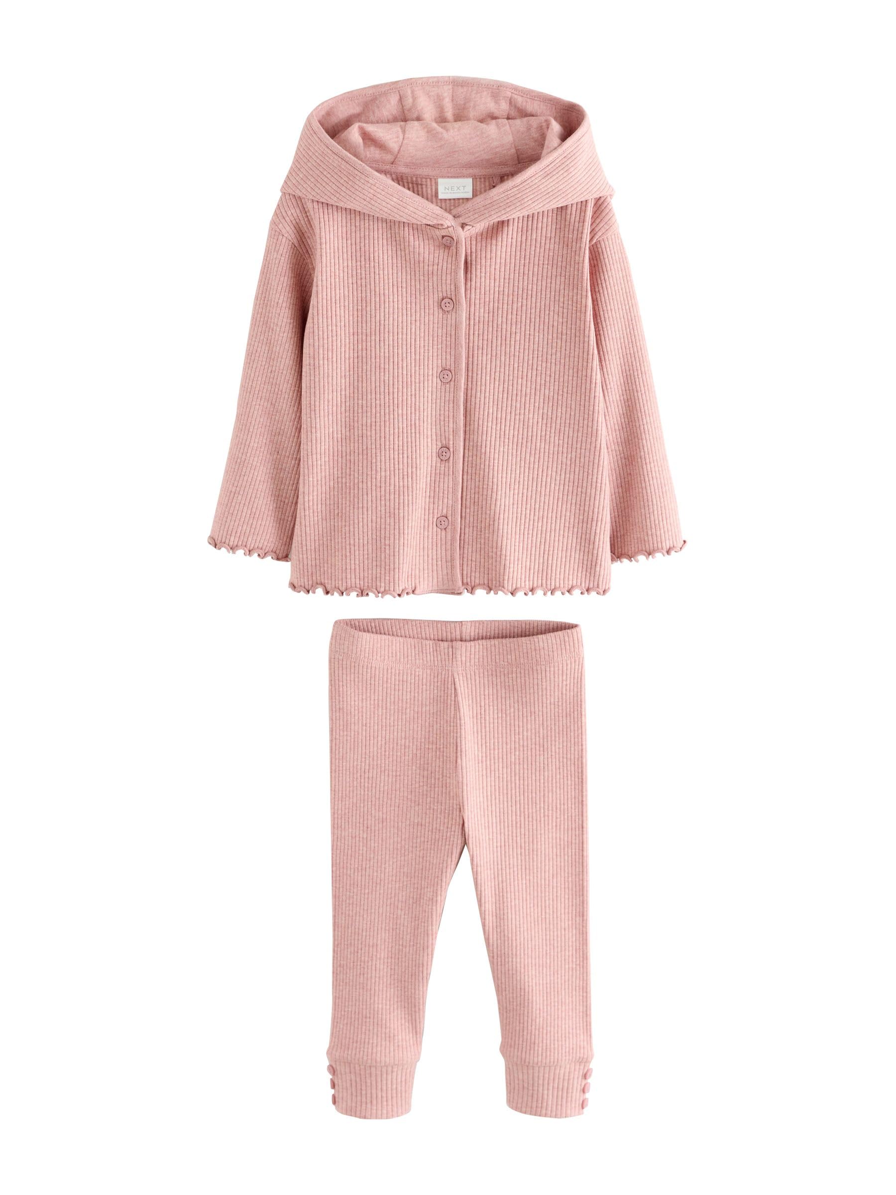 Next completo bambina cardigan coste con cappuccio e leggings 116-122