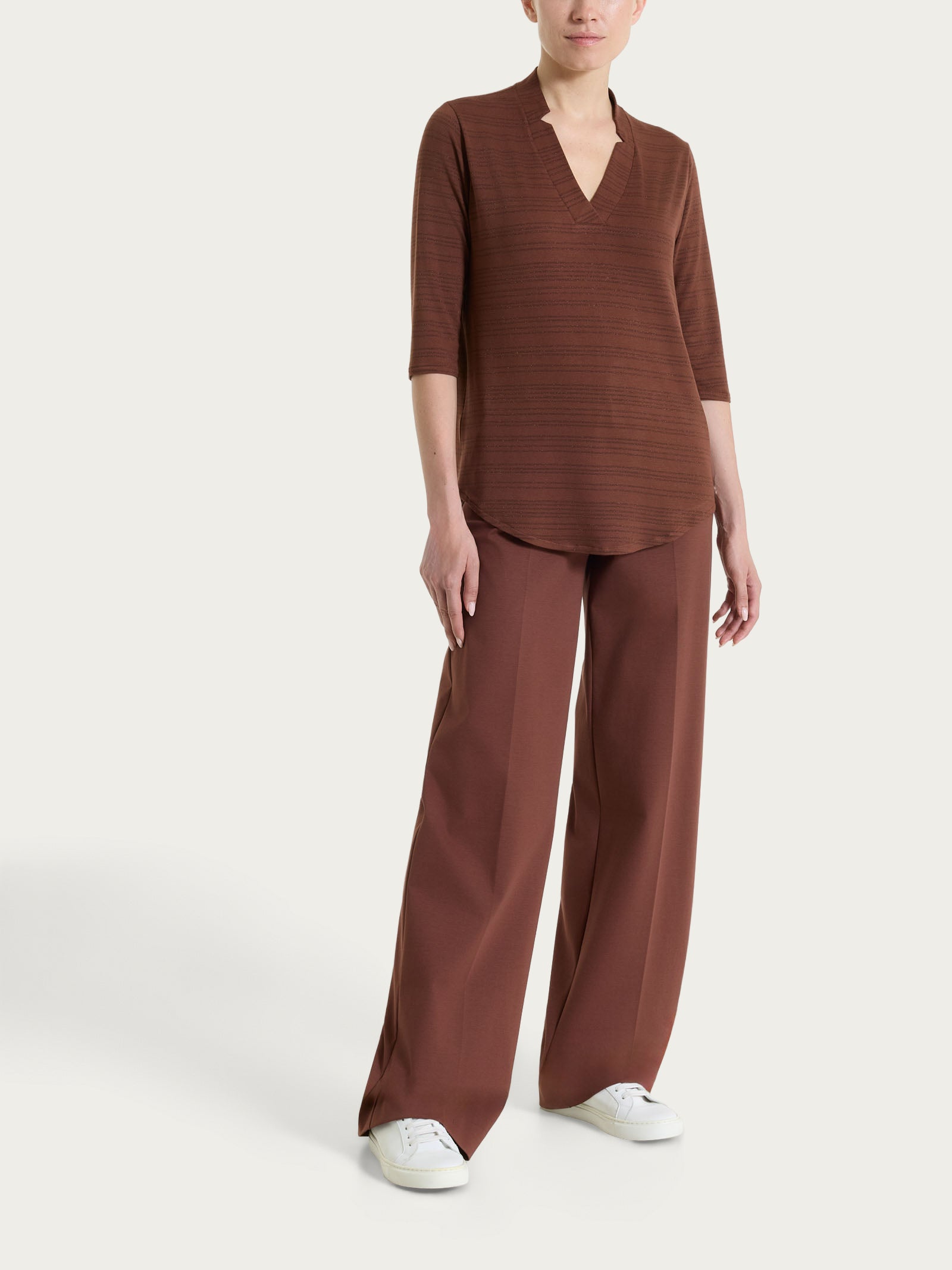 Ragno Compact Light Pantalone Palazzo Cappuccino con tasche