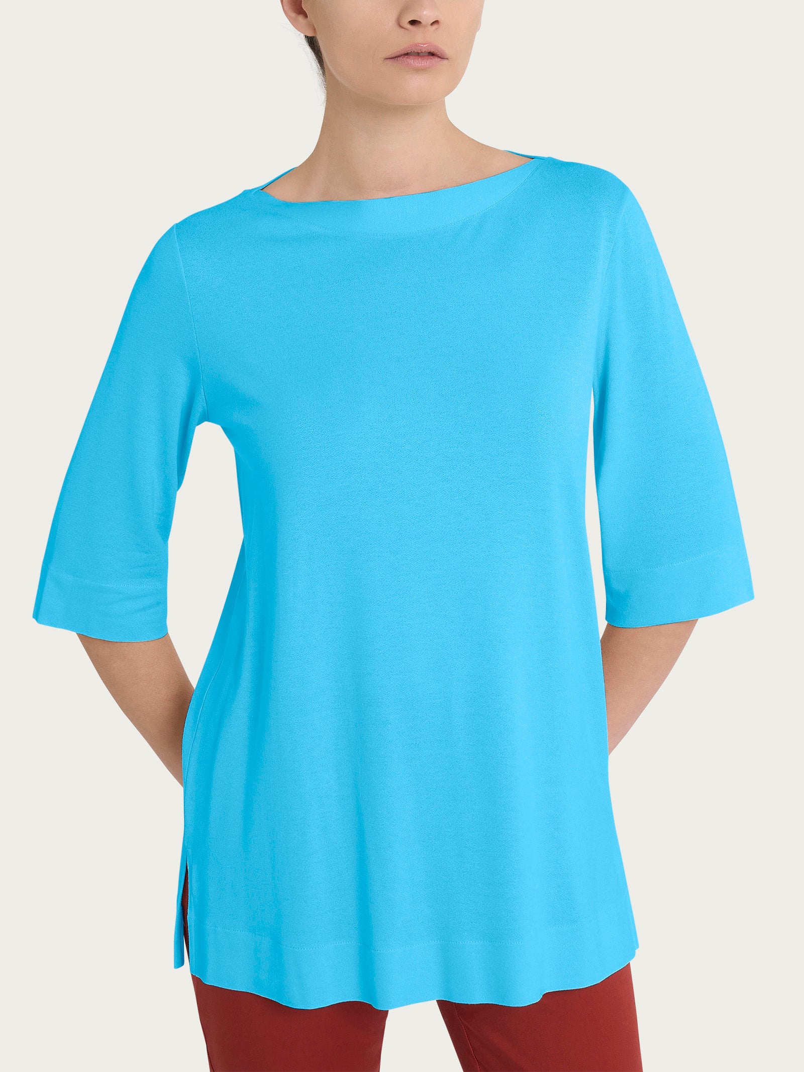 Ragno Relaxed Crêpe Maglietta 3/4 Azure Blue viscosa