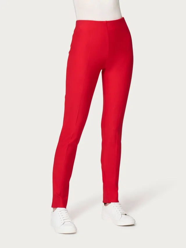 Ragno Compact pantalone sigaretta con spacchi salsa