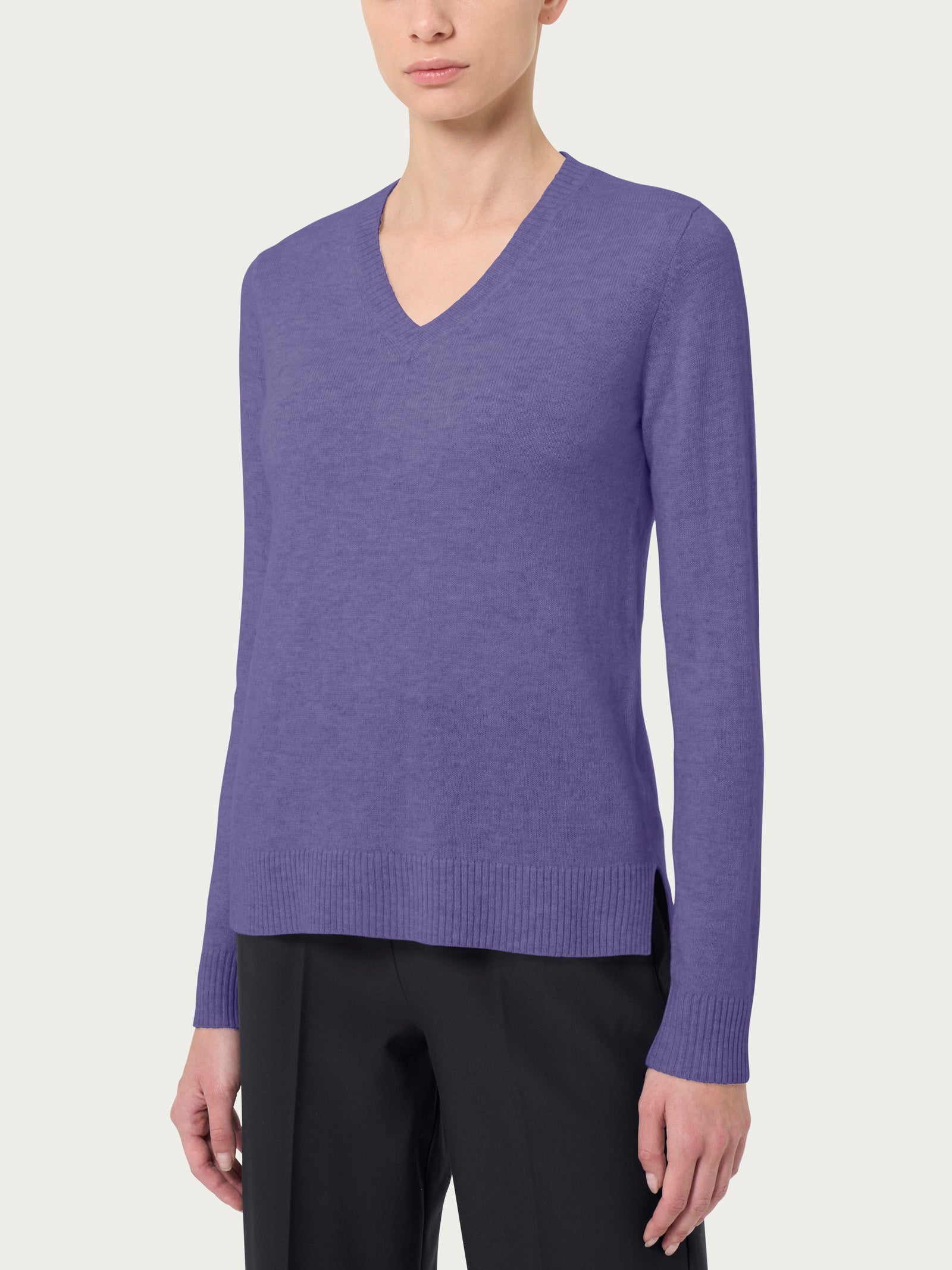 Ragno Merino Soft maglia scollo a V Mulled Grape cashmerino