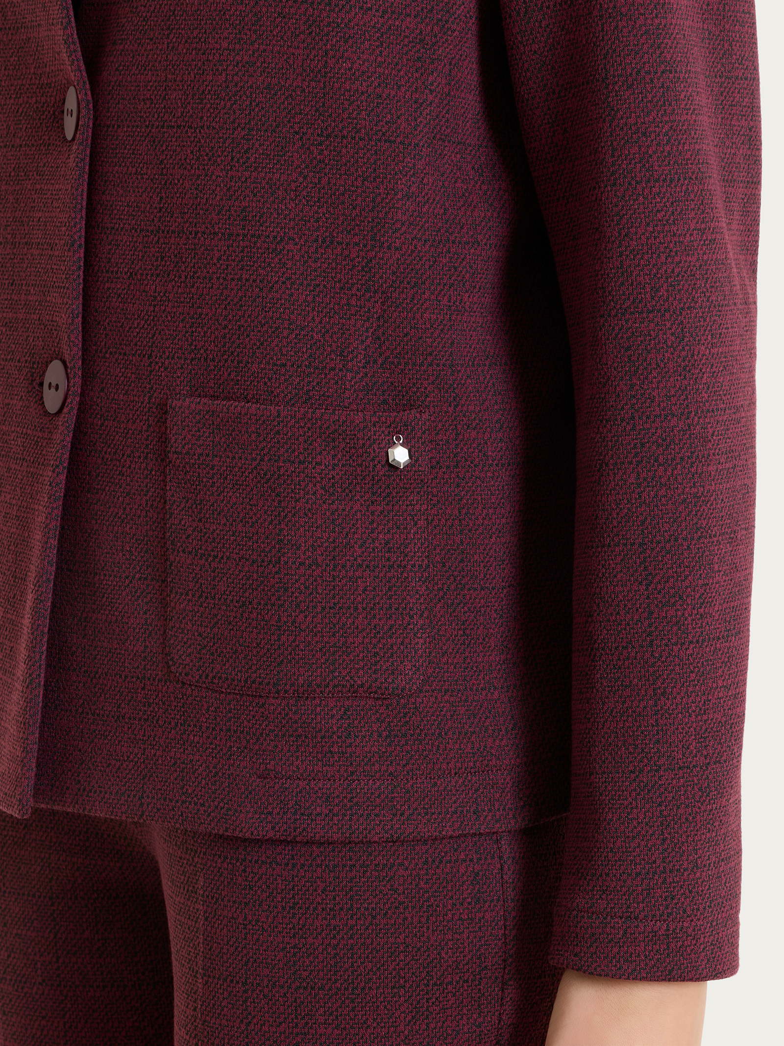 Ragno Compact Blazer Corto Jacquard Micro Check Viola
